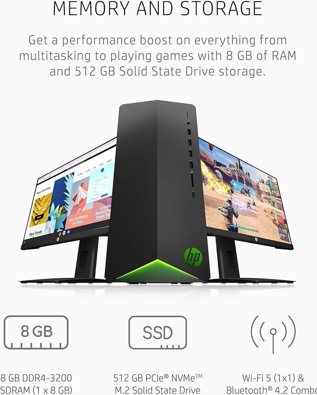 Alt view image 2 of 5 - HP Pavilion Gaming PC, AMD Ryzen 5 5600G Processor, 8 GB RAM, 512 GB SSD, Windows 11, Wi-Fi 5  and  Bluetooth 4.2 Combo, 9 USB Ports, Pre-Built Gaming PC Tower, Mouse and Keyboard (TG01-2 (28K6AA#ABA)