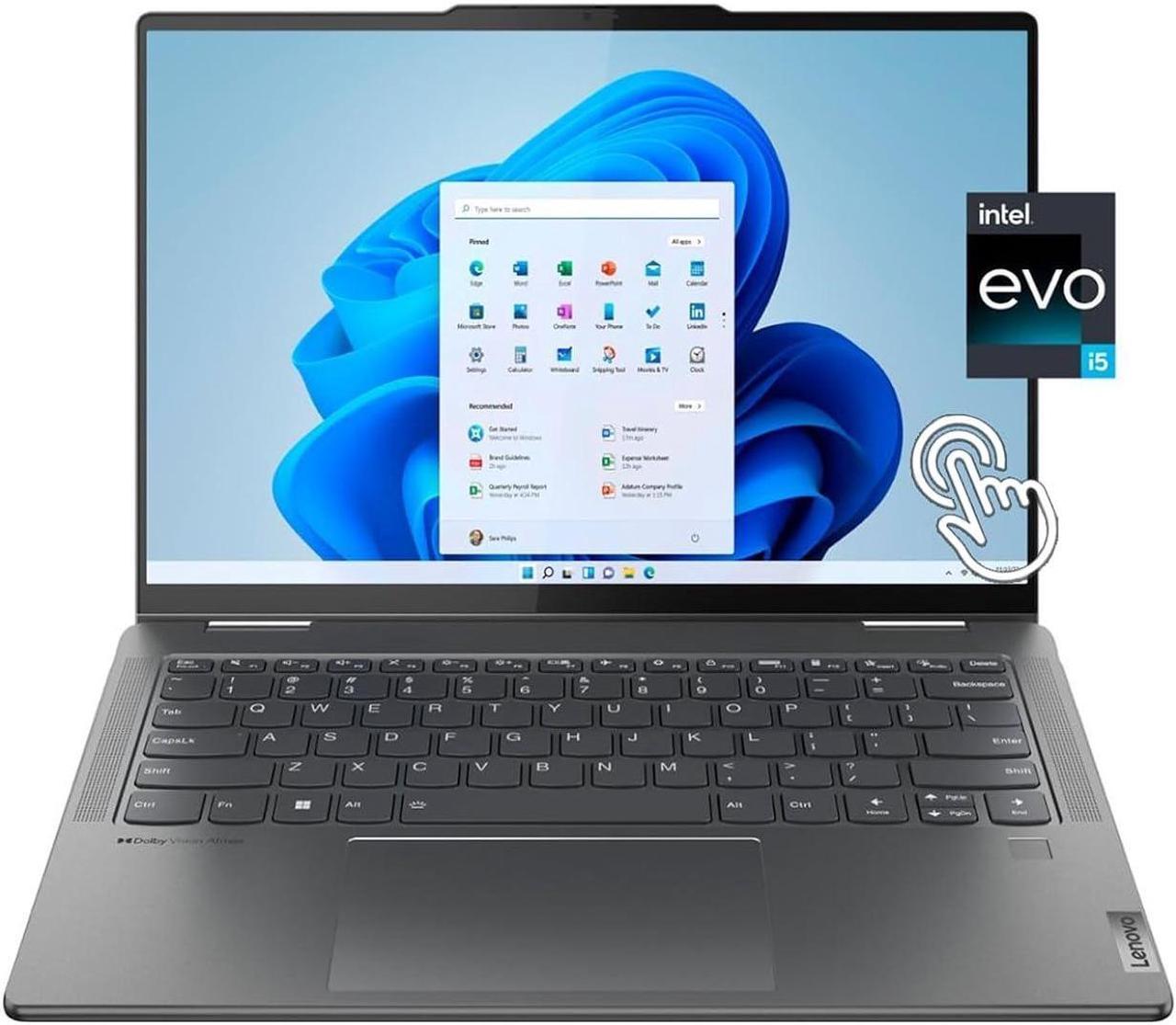 Main image of Lenovo Yoga 7i 2-in-1 14" 2.2K Touchscreen Laptop, Intel Evo Platform, 8GB Memory 1TB SSD, Intel Core i5-1335U Processor, Intel Iris Xe Graphics, Backlit KB, WiFi 6E, Win11, Storm Grey, W/GaLiMu