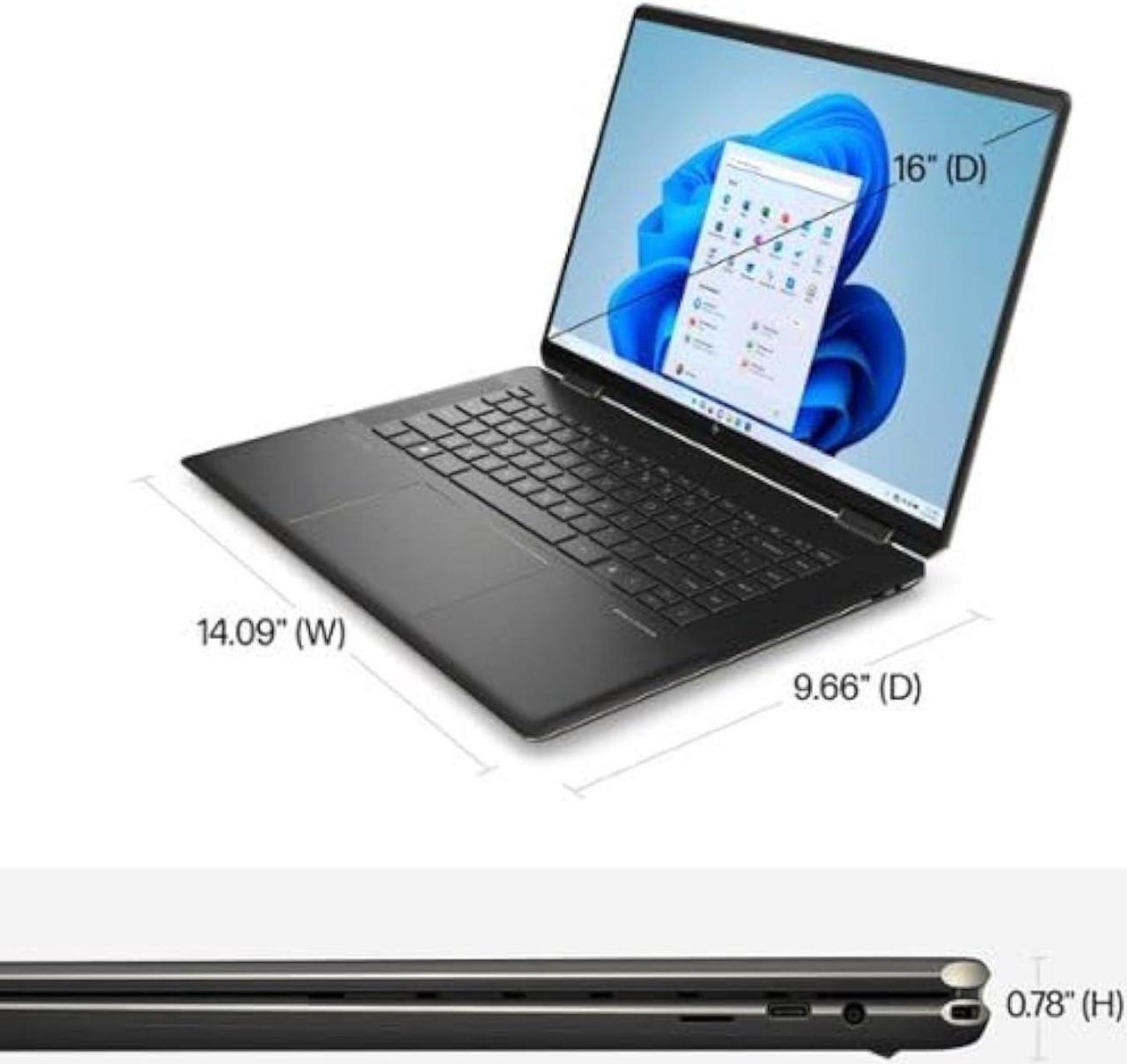 Alt view image 3 of 5 - HP- Spectre 2-in-1 | Display: 16" 3K+ Touch-Screen | Processor: Intel Evo Core i7 | RAM: 16GB | Memory: 512GB | Pen Included - Nightfall Black