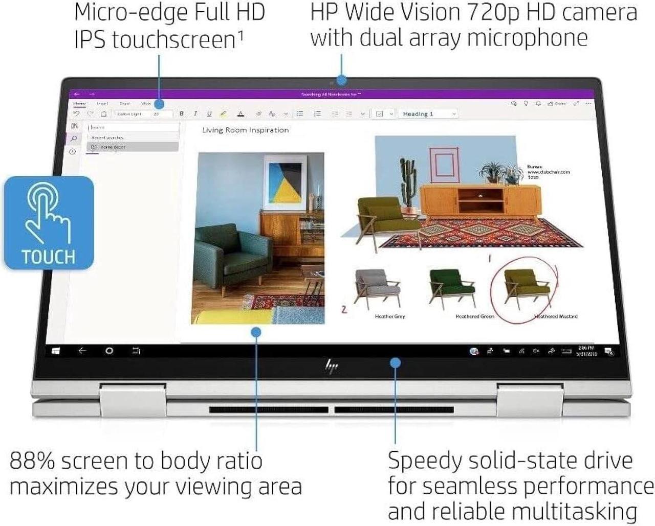 Alt view image 2 of 3 - HP Flagship Envy x360 2 in 1 15.6" Touchscreen Laptop, Intel Core i5-1135G7(Beat i7-1065G7), 32GB RAM, 1TB PCIE SSD, Backlit Keyboard, Fingerprint, Stylus Pen, Window 11 Home, Silver