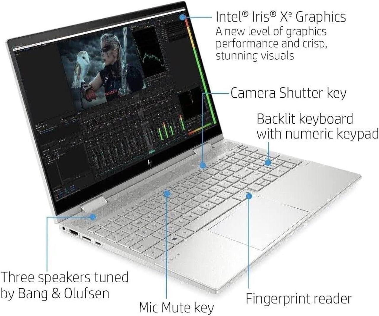 Alt view image 3 of 3 - HP Flagship Envy x360 2 in 1 15.6" Touchscreen Laptop, Intel Core i5-1135G7(Beat i7-1065G7), 32GB RAM, 1TB PCIE SSD, Backlit Keyboard, Fingerprint, Stylus Pen, Window 11 Home, Silver