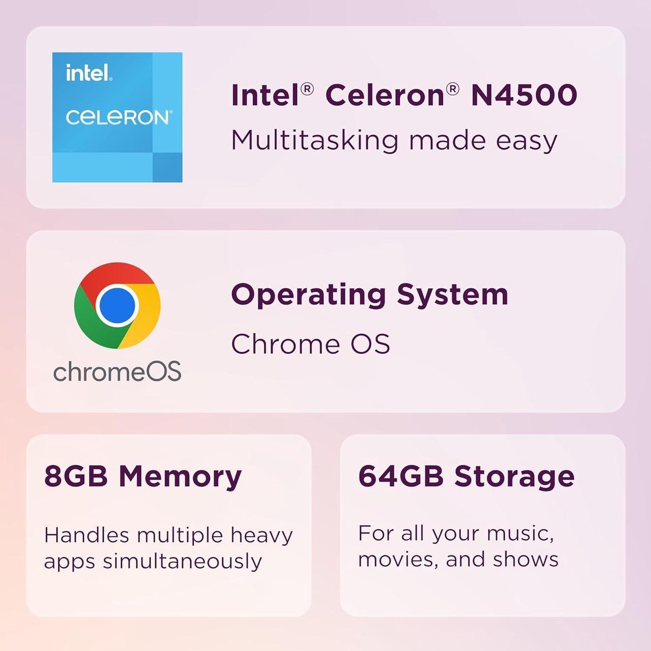 Alt view image 2 of 5 - Lenovo IdeaPad 3i Chromebook, 15.6 FHD Display, Intel Celeron N4500, 8GB RAM, 64GB eMMC, 1920x1080 px, 720p Camera, Chrome OS, Abyss Blue (82N4003CUS)