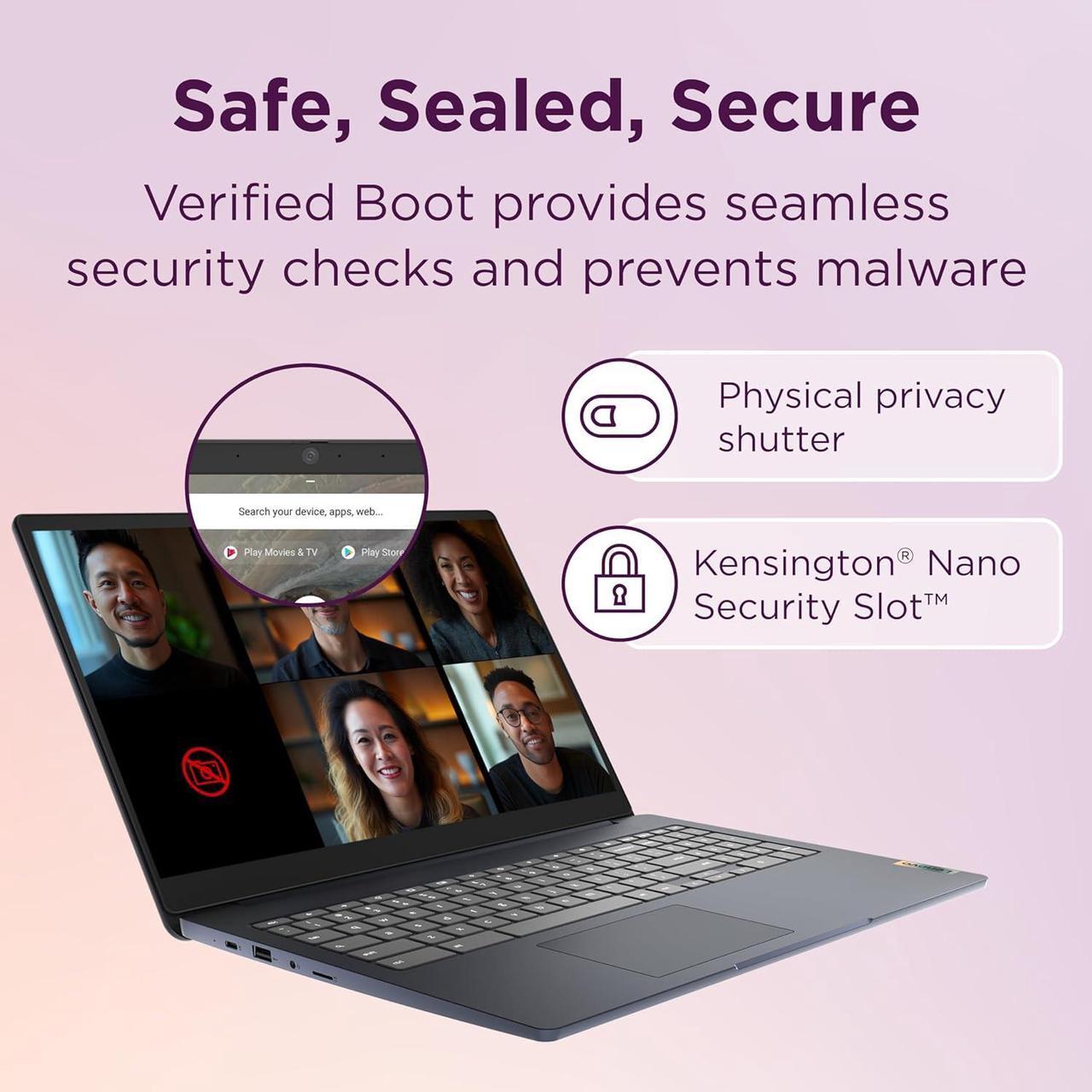 Alt view image 4 of 5 - Lenovo IdeaPad 3i Chromebook, 15.6 FHD Display, Intel Celeron N4500, 8GB RAM, 64GB eMMC, 1920x1080 px, 720p Camera, Chrome OS, Abyss Blue (82N4003CUS)