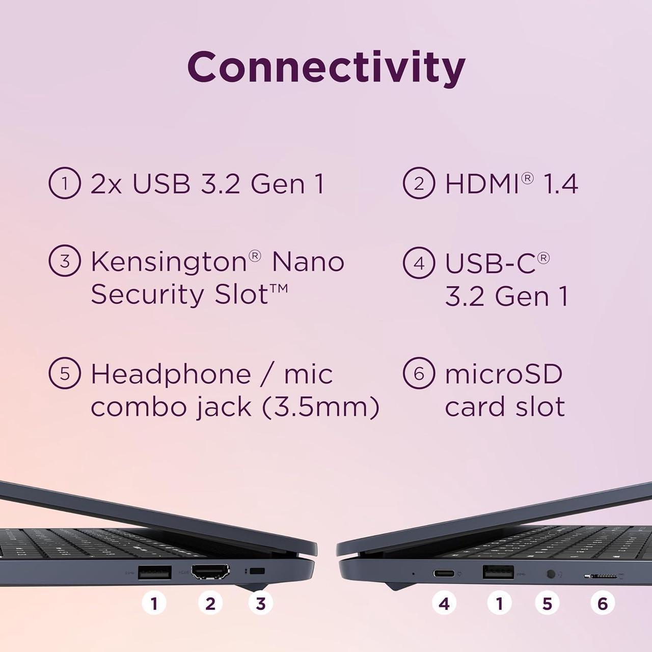 Alt view image 5 of 5 - Lenovo IdeaPad 3i Chromebook, 15.6 FHD Display, Intel Celeron N4500, 8GB RAM, 64GB eMMC, 1920x1080 px, 720p Camera, Chrome OS, Abyss Blue (82N4003CUS)