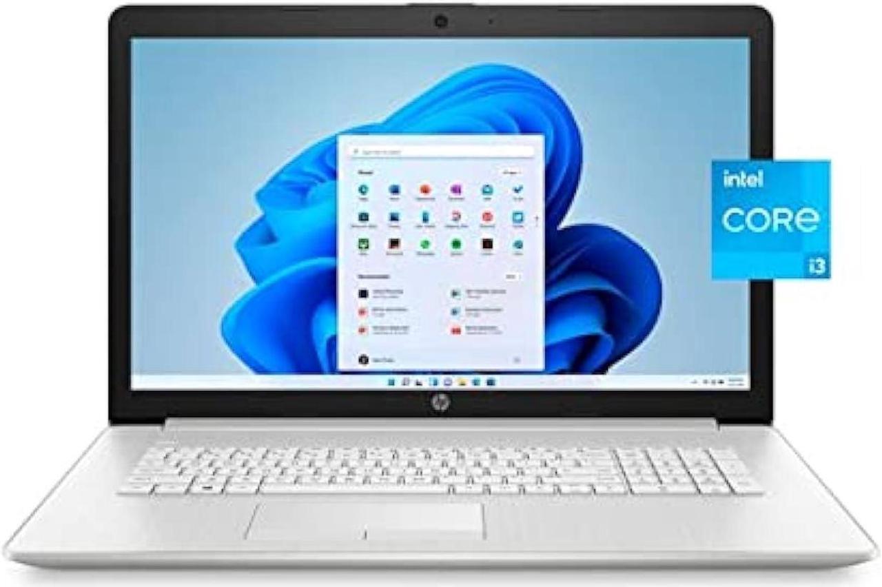Main image of HP 2022 17.3-inch Full HD (1920 x 1080) Laptop, 11th Generation Intel Core i3-1115G4 Processor, 8GB DDR4 RAM, 256GB SSD, Bluetooth, Wi-Fi, HDMI, Windows 11, Silver, W/MD Accessories