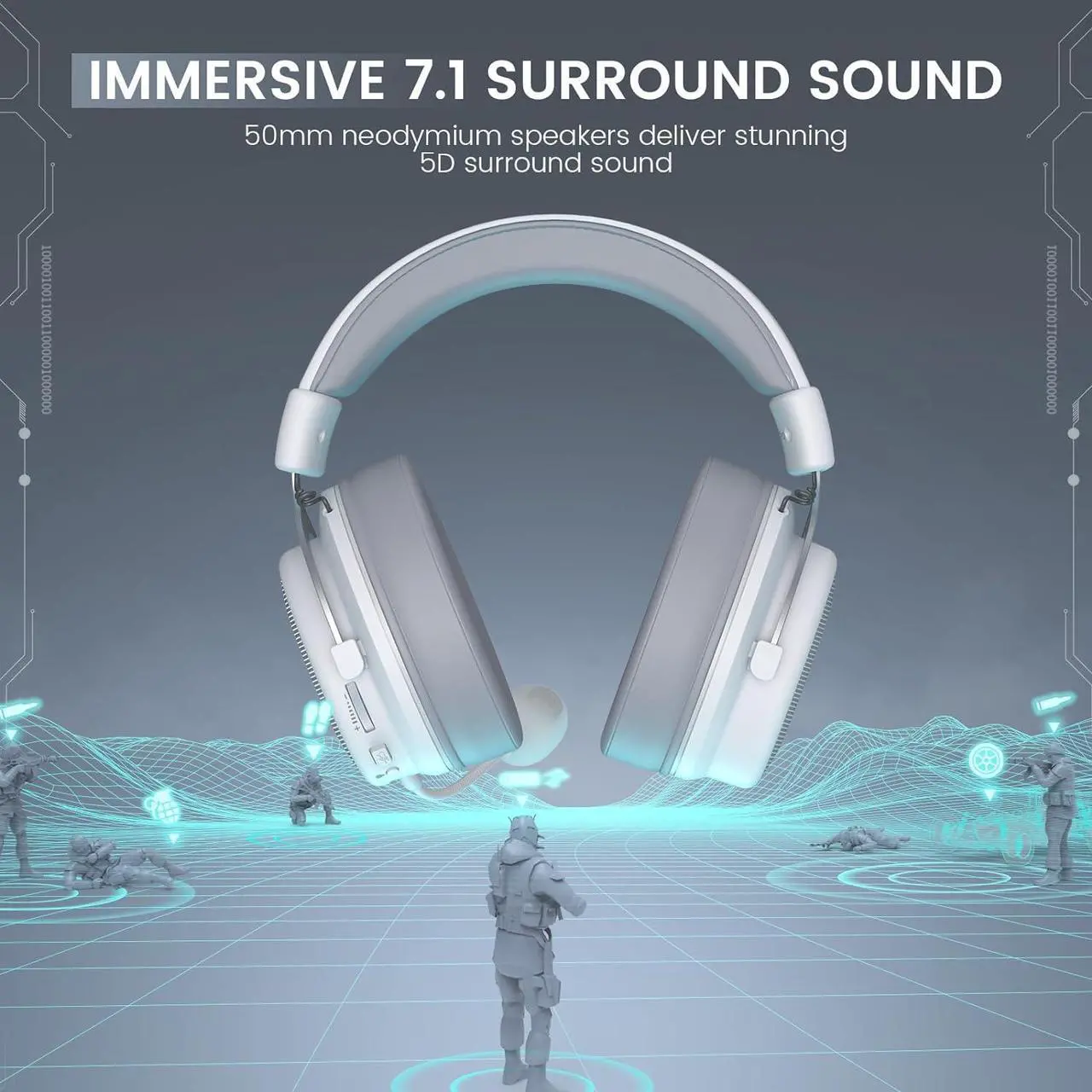 Alt view image 7 of 10 - EKSA USB Gaming Headset for PC - Computer Headphones with 7.1 Surround Sound Stereo Noise Canceling Mic/Microphone RGB Light - Gaming Headphones for PS4/PS5 Console Laptop (EKSA-E1000-parent-3)