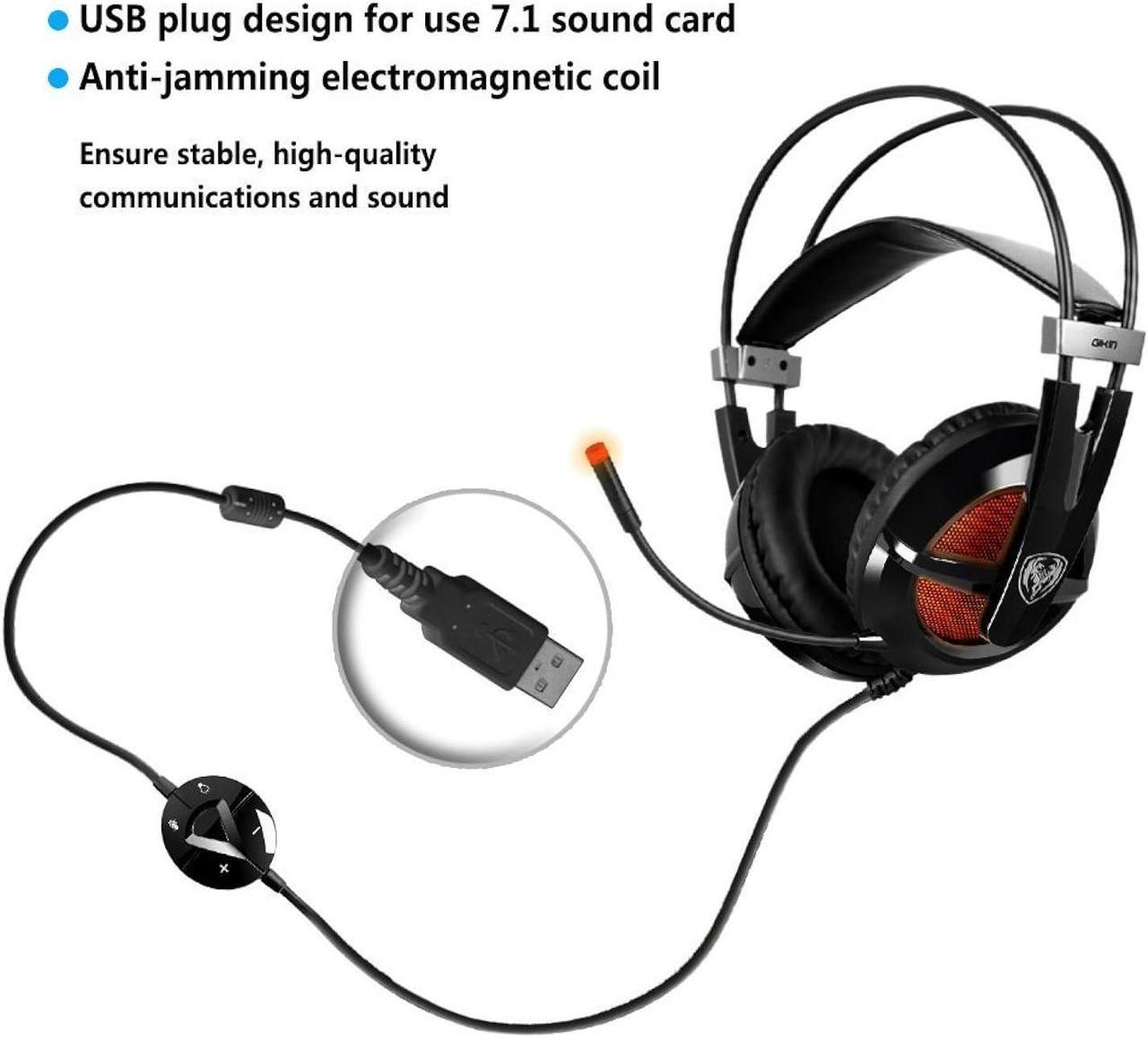 Alt view image 2 of 5 - Somic G938 Virtual 7.1 Surround Sound Gaming Headset for PC, Compatible with PS4 and Laptop, Mic and LED Lights, USB Plug