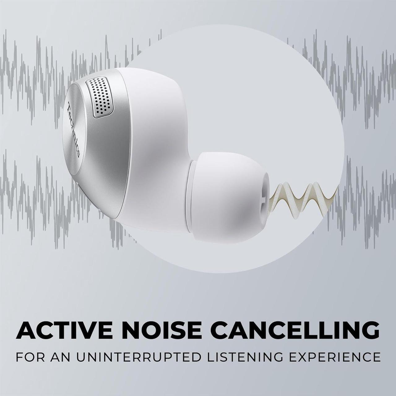 Alt view image 3 of 5 - Technics HiFi True Wireless Multipoint Bluetooth Earbuds II, Active Noise Cancelling, 3 Device MultiPoint Connectivity, Impressive Call Quality, LDAC Compatible, EAH-AZ40M2-S (Silver) (EAH-AZ40M2-S)
