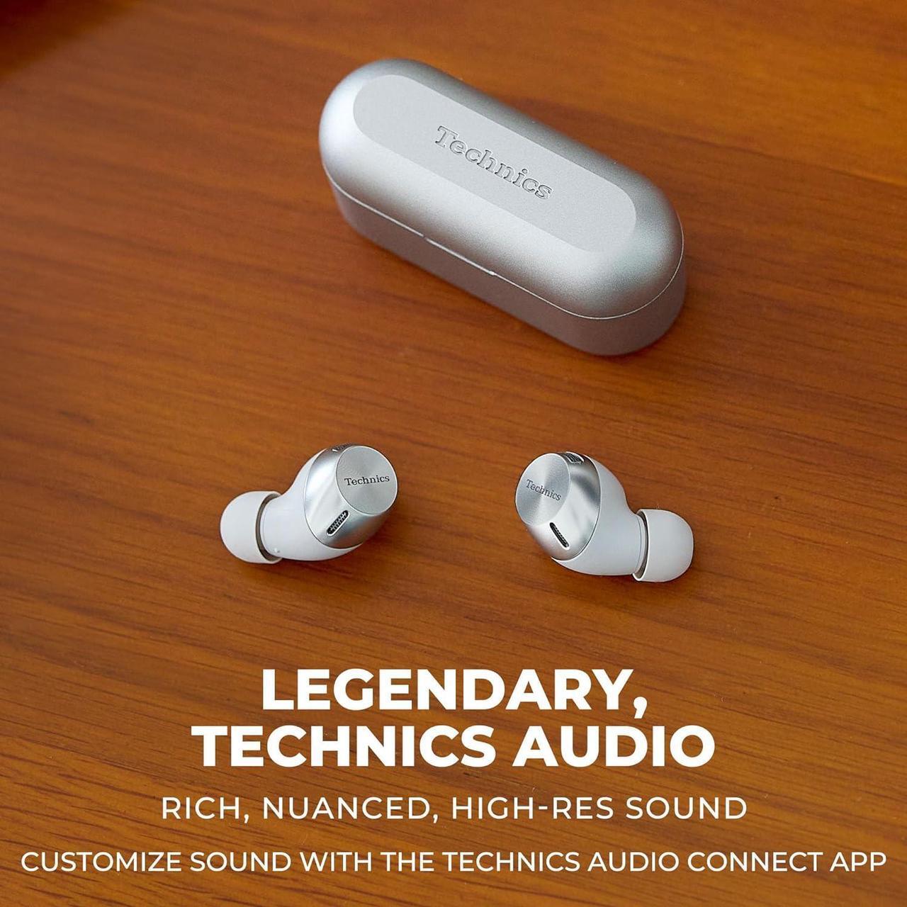 Alt view image 2 of 5 - Technics HiFi True Wireless Multipoint Bluetooth Earbuds II, Active Noise Cancelling, 3 Device MultiPoint Connectivity, Impressive Call Quality, LDAC Compatible, EAH-AZ40M2-S (Silver) (EAH-AZ40M2-S)