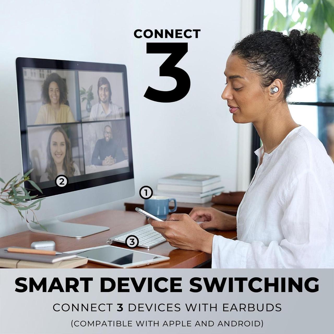 Alt view image 4 of 5 - Technics HiFi True Wireless Multipoint Bluetooth Earbuds II, Active Noise Cancelling, 3 Device MultiPoint Connectivity, Impressive Call Quality, LDAC Compatible, EAH-AZ40M2-S (Silver) (EAH-AZ40M2-S)