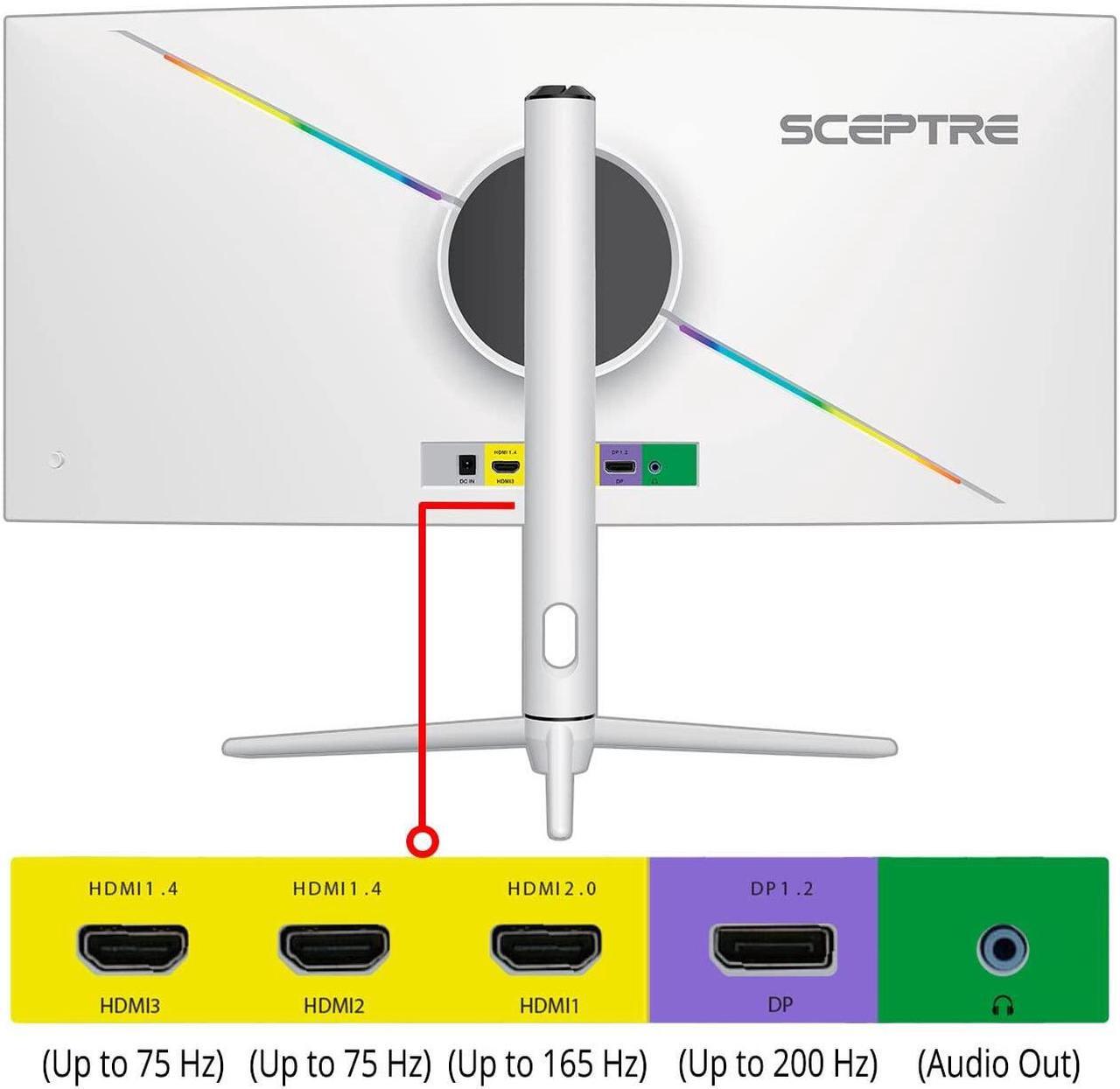 Alt view image 3 of 5 - Sceptre 30-inch Curved Ultrawide Monitor 2560 x 1080 up to 200Hz DisplayPort HDMI 1ms AMD FreeSync Premium 99% sRGB Picture by Picture/PIP, Build-in Speakers White (C305B-FUN200W) (C305B-FUN200W)