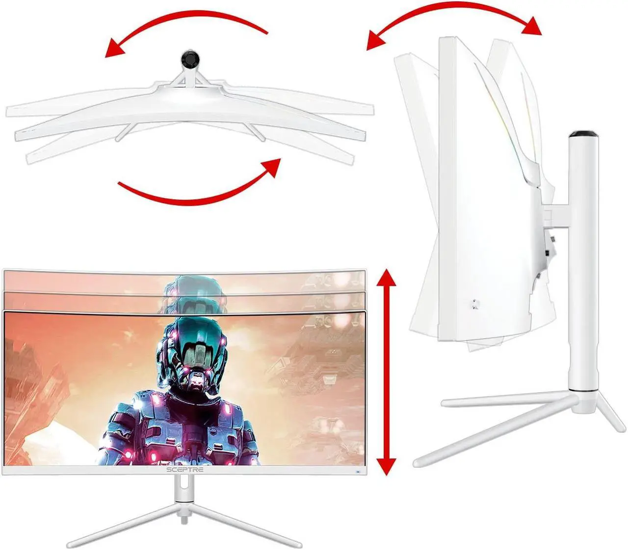Alt view image 5 of 5 - Sceptre 30-inch Curved Ultrawide Monitor 2560 x 1080 up to 200Hz DisplayPort HDMI 1ms AMD FreeSync Premium 99% sRGB Picture by Picture/PIP, Build-in Speakers White (C305B-FUN200W) (C305B-FUN200W)