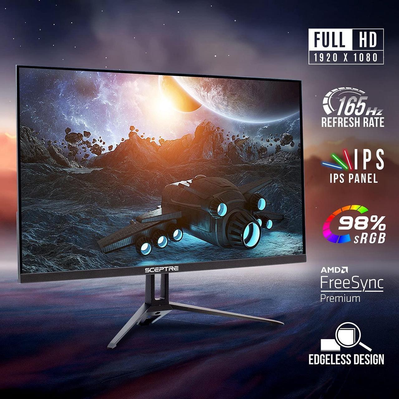 Alt view image 4 of 5 - Sceptre IPS 24" 1920 x 1080p Gaming Monitor up to 165Hz DisplayPort HDMI AMD FreeSync Premium 98% sRGB Build-in Speakers, Black 2021 (E248B-FPT168S) (E248B-FPT168S)