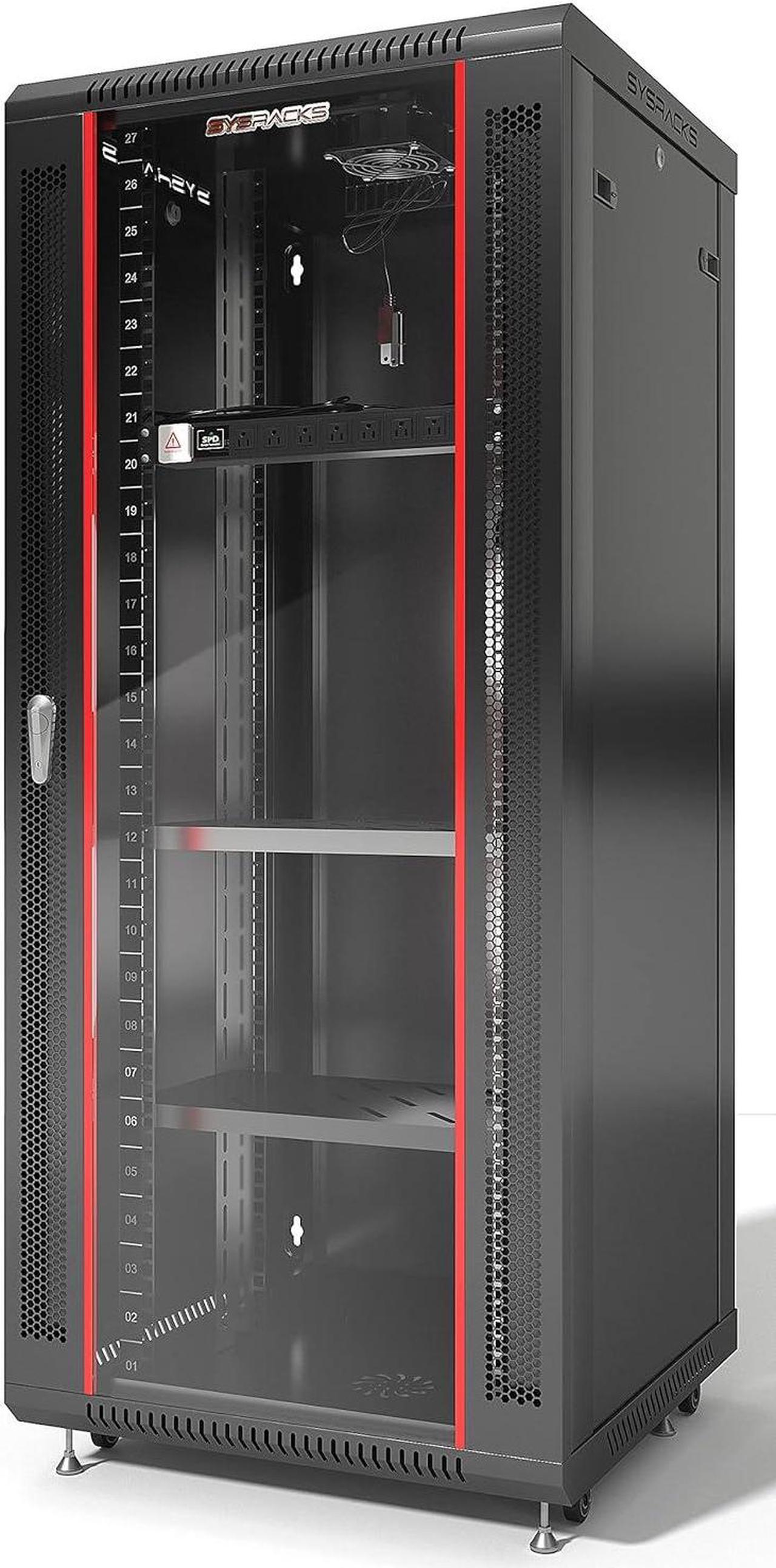 Main image of Sysracks - Server Rack  Wall Mount Rack - Locking Cabinet for Network - Electronics - Security - Audio - Video - AV Equipment - Data Rack - Legs/Power Strip/Shelf/Fan - 24-Inch Deep (27U)