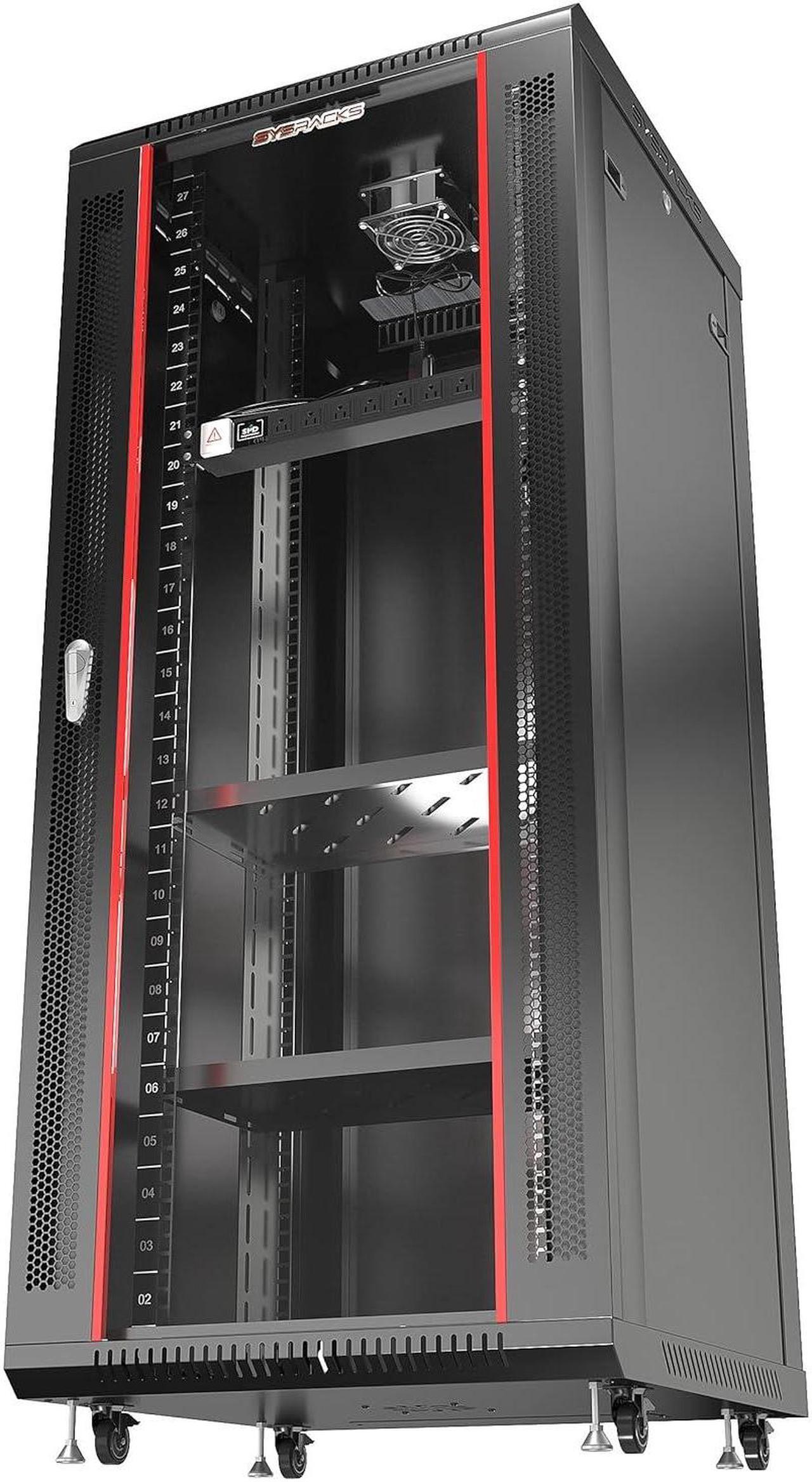 Alt view image 3 of 5 - Sysracks - Server Rack  Wall Mount Rack - Locking Cabinet for Network - Electronics - Security - Audio - Video - AV Equipment - Data Rack - Legs/Power Strip/Shelf/Fan - 24-Inch Deep (27U)
