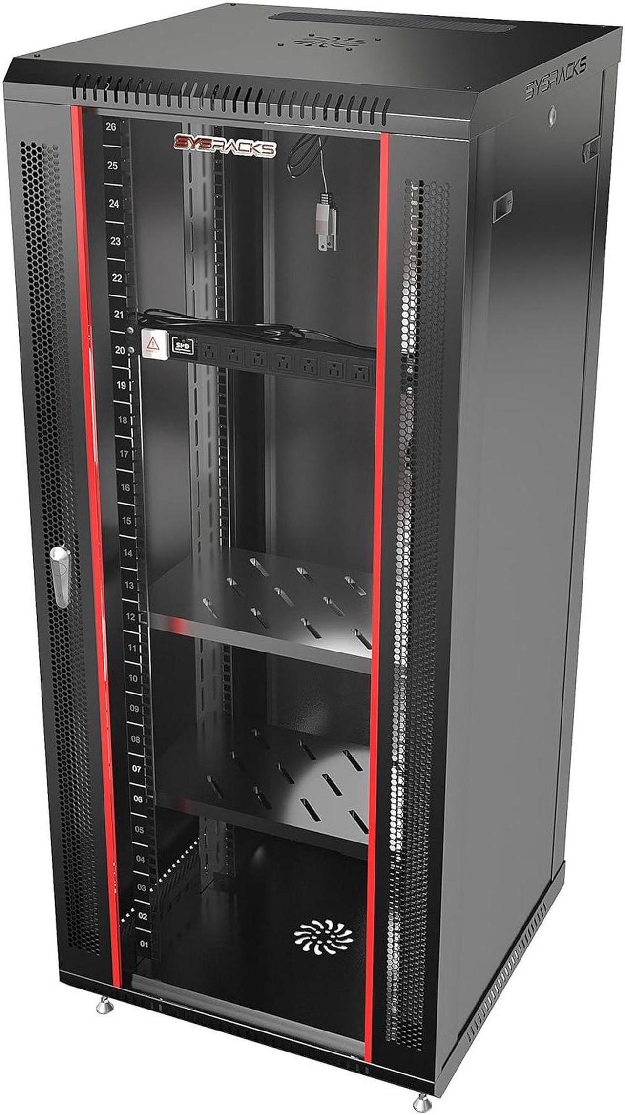 Alt view image 4 of 5 - Sysracks - Server Rack  Wall Mount Rack - Locking Cabinet for Network - Electronics - Security - Audio - Video - AV Equipment - Data Rack - Legs/Power Strip/Shelf/Fan - 24-Inch Deep (27U)