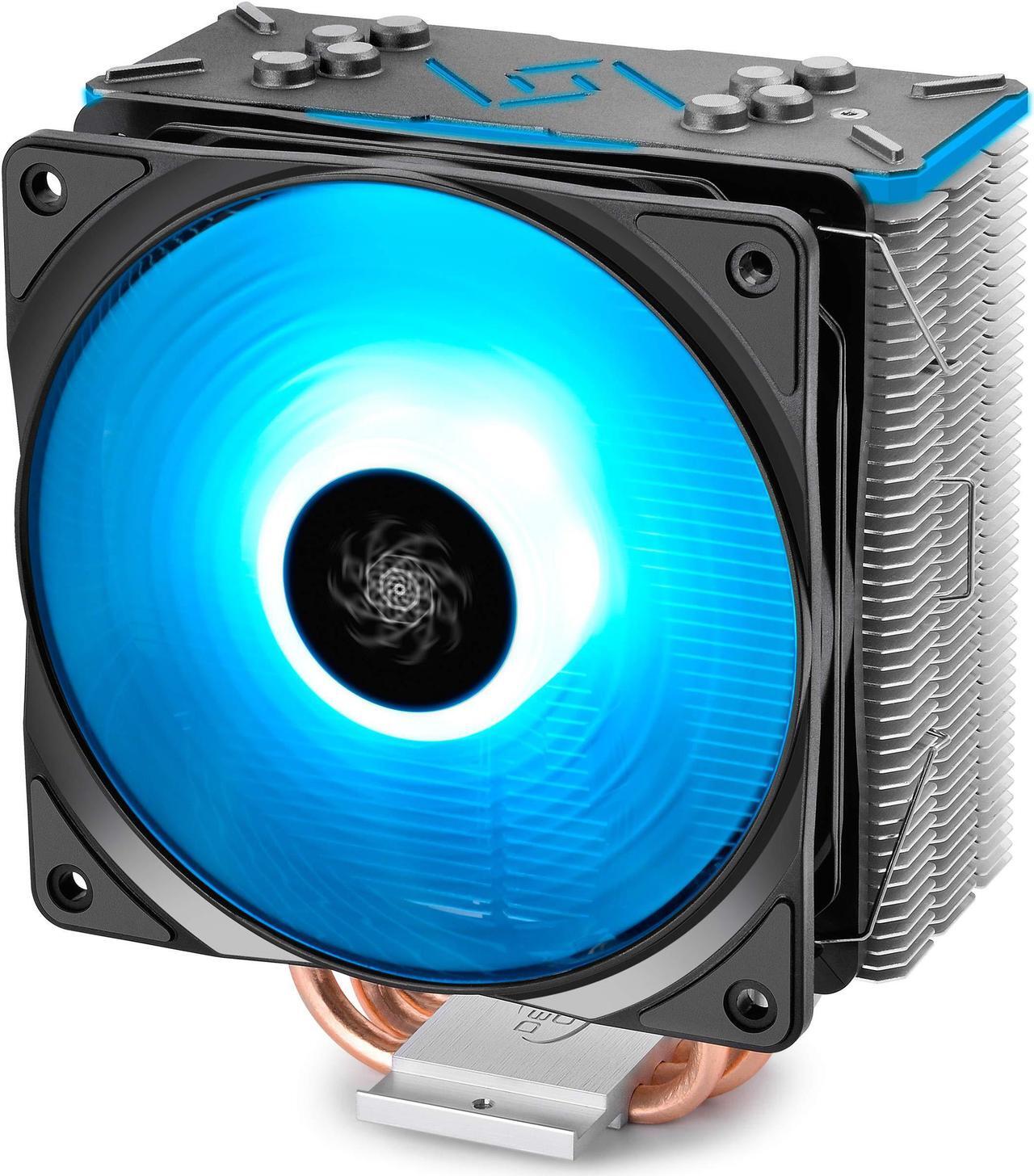 Alt view image 4 of 10 - DEEPCOOL GAMMAXX GT, Black Top Cover, CPU Air Cooler, Motherboard Sync, RGB Top Cover and Fan, Cable or Motherboard Control Supported, 4 Heatpipes, 120mm RGB Fan, Universal Socket Solution