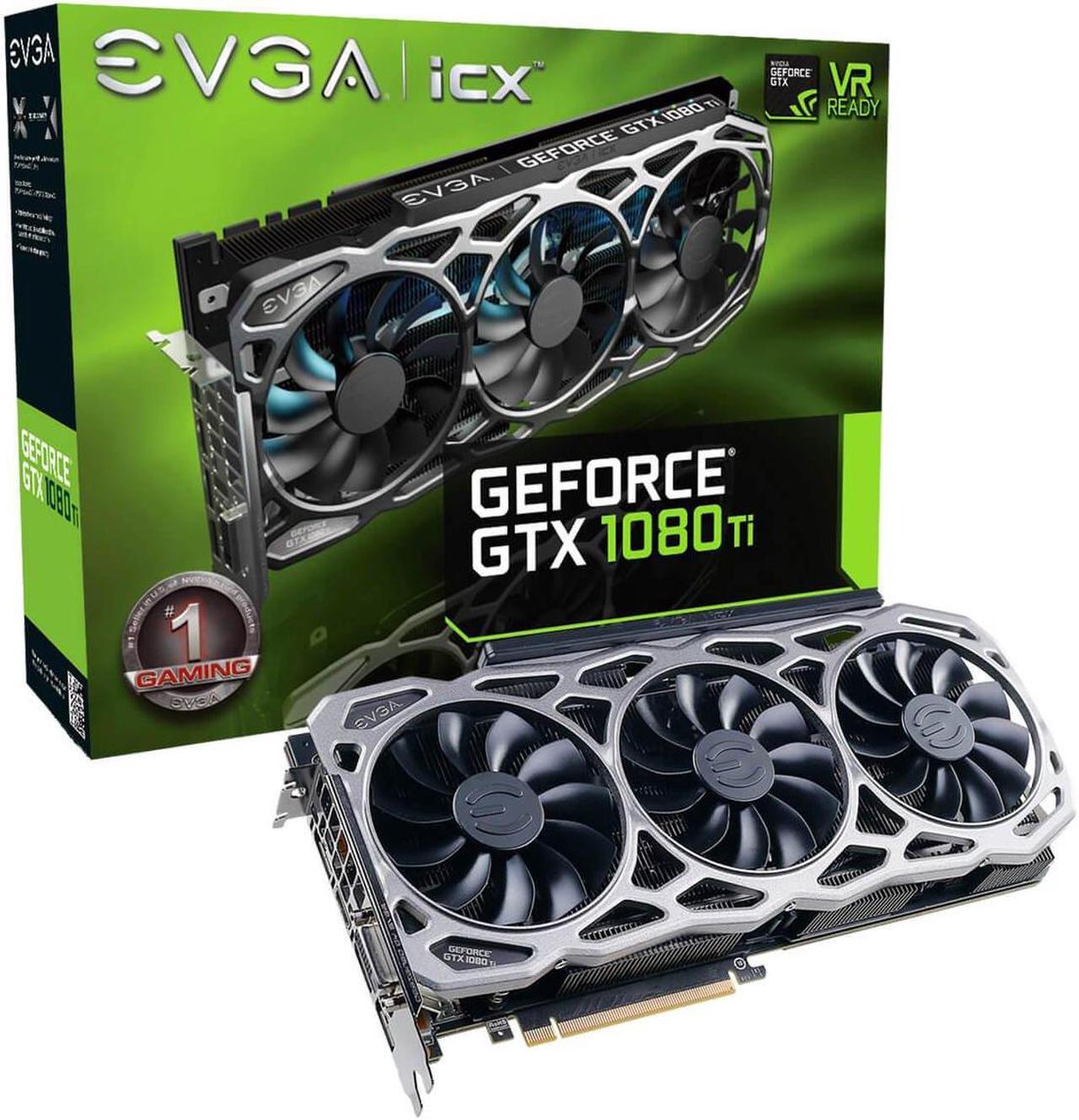 Main image of EVGA GeForce GTX 1080 Ti FTW3,  11GB GDDR5X, iCX Technology 9 Thermal Sensors & RGB LED Graphics Card 11G-P4-6796-KR