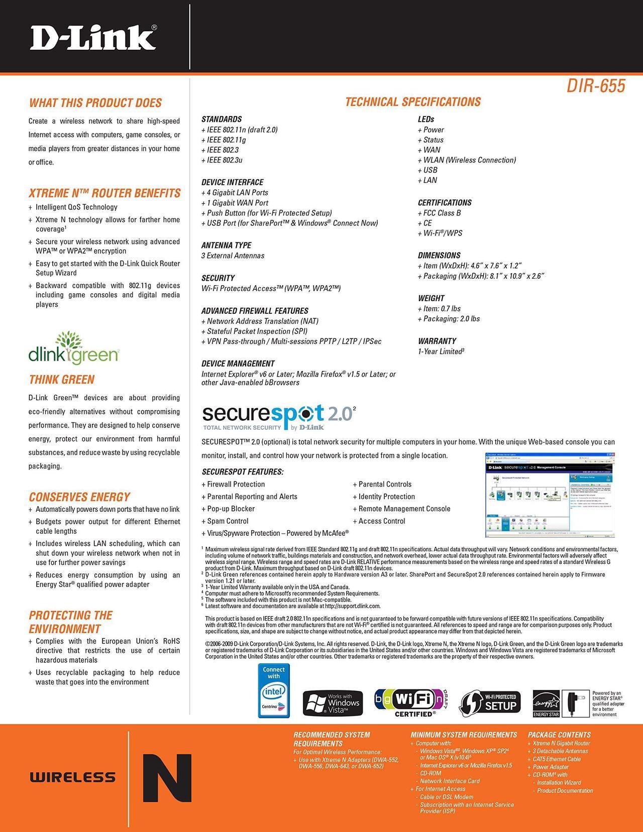 Alt view image 5 of 5 - D-Link Wireless N300 Mbps Extreme-N Gigabit Router (DIR-655)