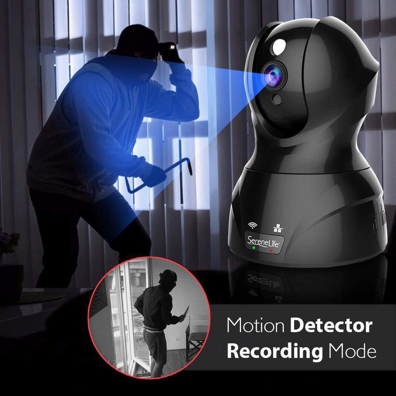 Alt view image 3 of 14 - SereneLife Indoor Wireless IP Camera - HD 1080p Network Security Surveillance Home Monitoring w/ Motion Detection, Night Vision, PTZ, 2 Way Audio - iPhone Android Mobile PC WiFi - IPCAMHD82