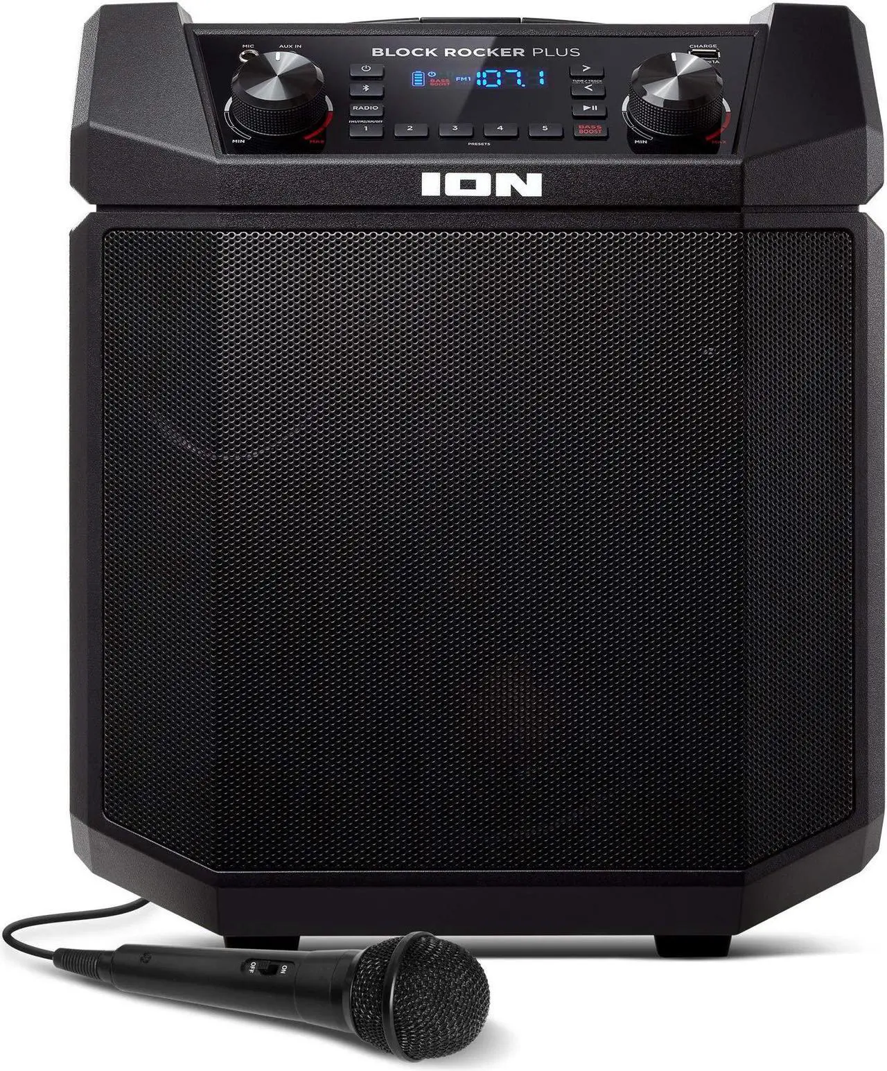 Alt view image 5 of 5 - ION Audio Block Rocker Plus | 100W Portable Speaker, Battery Powered with Bluetooth, Microphone & Cable, AM/FM Radio, Wheels & Telescopic Handle and USB Charging For Smartphones & Tablets