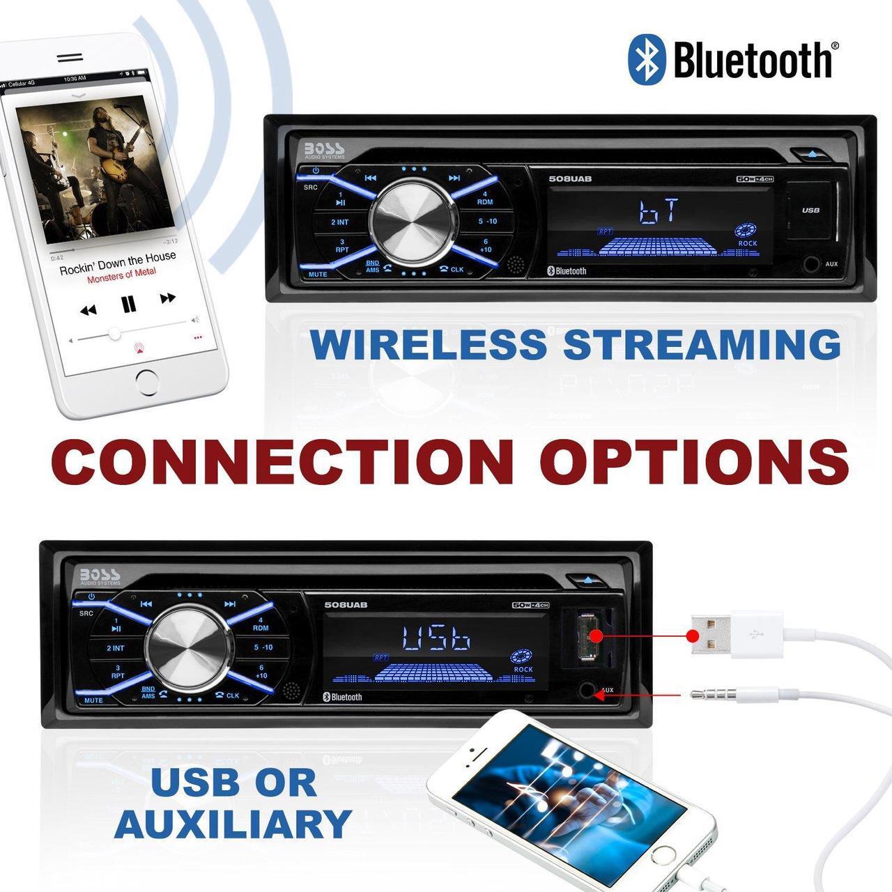 Alt view image 14 of 20 - Boss Audio Systems 508UAB Single-DIN In-Dash CD AM/FM/MP3 Receiver (with Bluetooth(R))