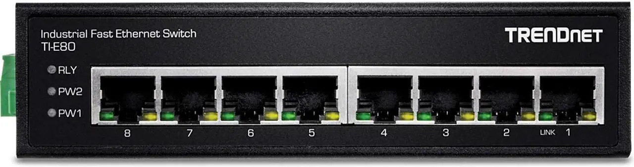 Alt view image 5 of 9 - TRENDnet 8-Port Industrial Unmanaged Fast Ethernet DIN-Rail Switch; TI-E80 8 x Fast Ethernet Ports; 1.6Gbps Switching Capacity;8 Port Network Fast Ethernet Switch;IP30 Metal Switch;Lifetime Protection