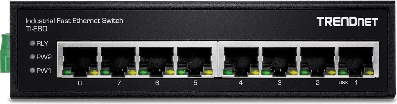 Alt view image 6 of 9 - TRENDnet 8-Port Industrial Unmanaged Fast Ethernet DIN-Rail Switch; TI-E80 8 x Fast Ethernet Ports; 1.6Gbps Switching Capacity;8 Port Network Fast Ethernet Switch;IP30 Metal Switch;Lifetime Protection