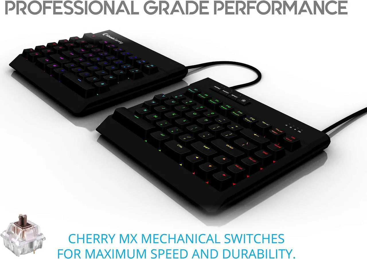 Alt view image 3 of 20 - KINESIS Gaming Freestyle Edge RGB Split Mechanical Keyboard (MX Brown)