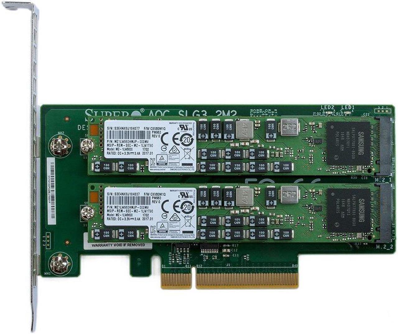 Alt view image 3 of 14 - Supermicro AOC-SLG3-2M2 PCIe Add-On Card for up to two NVMe SSDs - Bulk