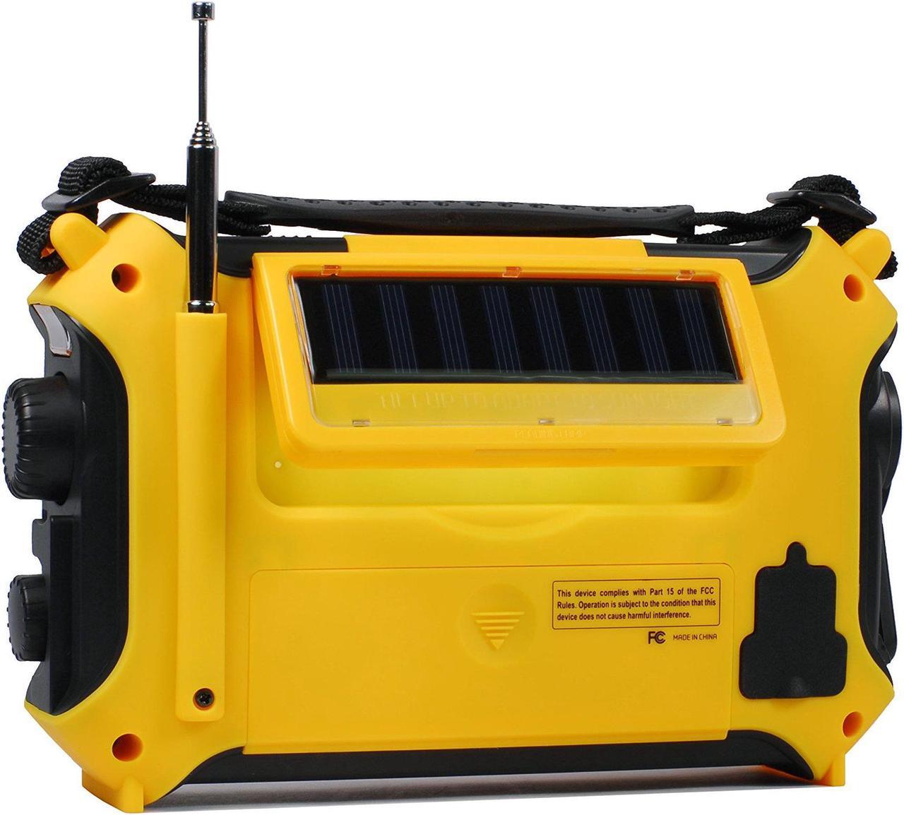 Alt view image 4 of 14 - Kaito KA500 5-way Powered Solar Power,Dynamo Crank, Wind Up Emergency AM/FM/SW/NOAA Weather Alert Radio with Flashlight,Reading Lamp and Cellphone Charger, Yellow