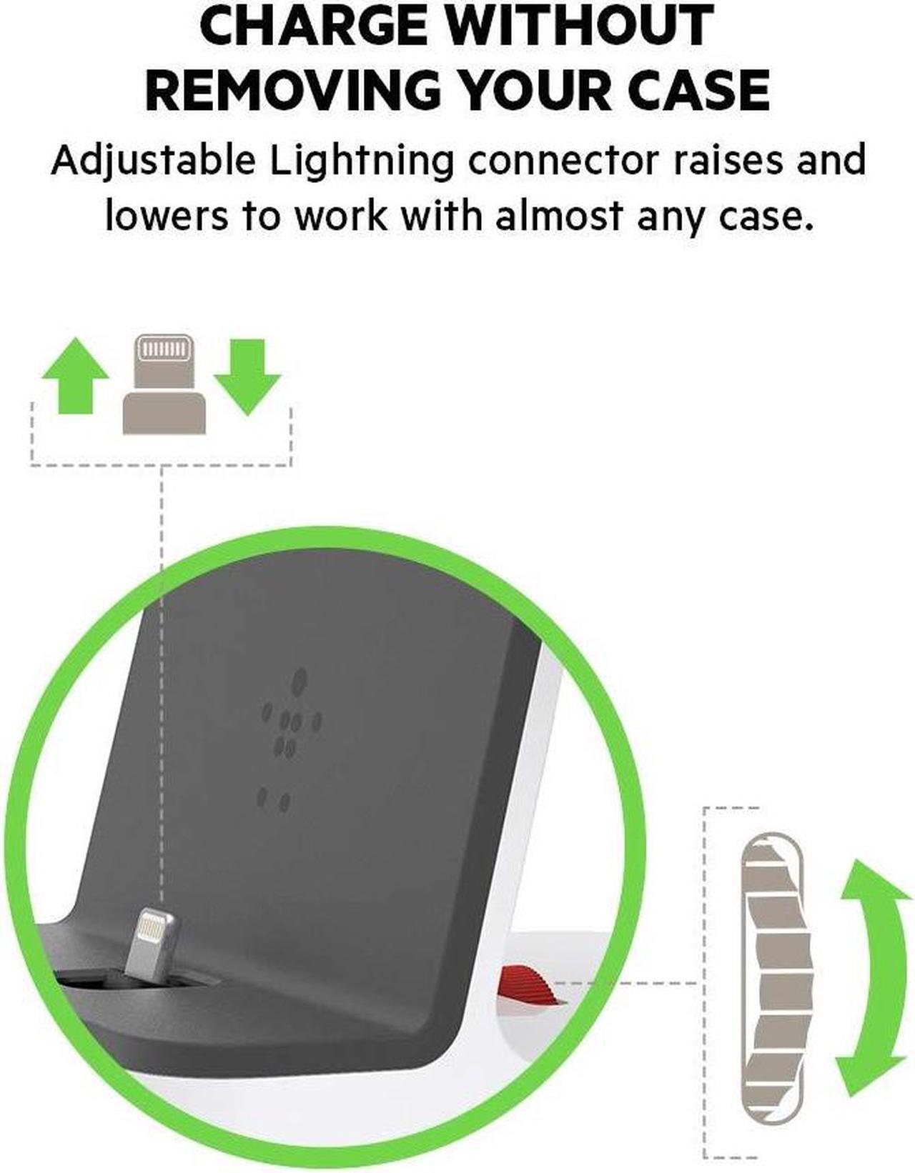 Alt view image 12 of 20 - BELKIN F8J237TTWHT PowerHouse White Charge Dock for Apple Watch + iPhone XS, iPhone XS Max, iPhone XR