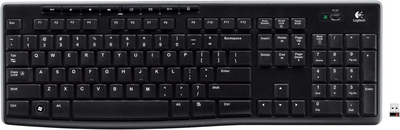 Alt view image 5 of 20 - Logitech K270 Wireless Keyboard K270 Black Logitech Unifying protocol (2.4 GHz) Wireless range: >33 ft (10m) wireless range Ergonomic Keyboard