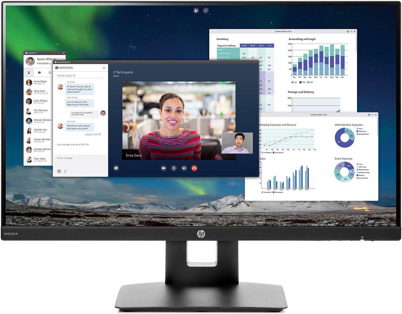 Alt view image 8 of 20 - HP VH240a 23.8" Full HD 1920 x 1080 60 Hz 5ms (GTG) HDMI, VGA LED Backlight IPS Monitor