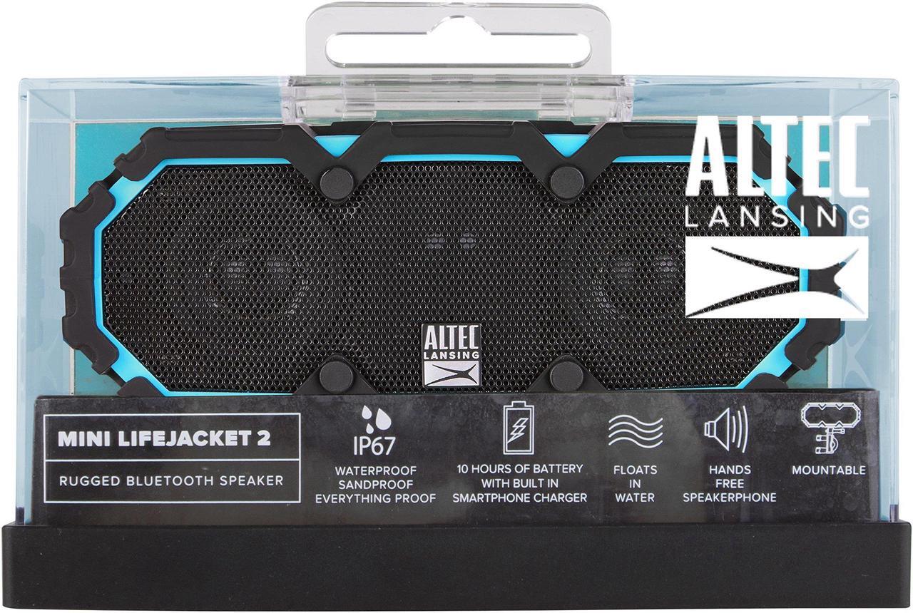 Alt view image 7 of 7 - Altec Lansing iMW477 Mini Life Jacket Bluetooth Speaker Waterproof Wireless Bluetooth Speaker, Hands-Free Extended Battery Outdoor Speaker, Ultra-Portable 10ft Range, Blue/Black