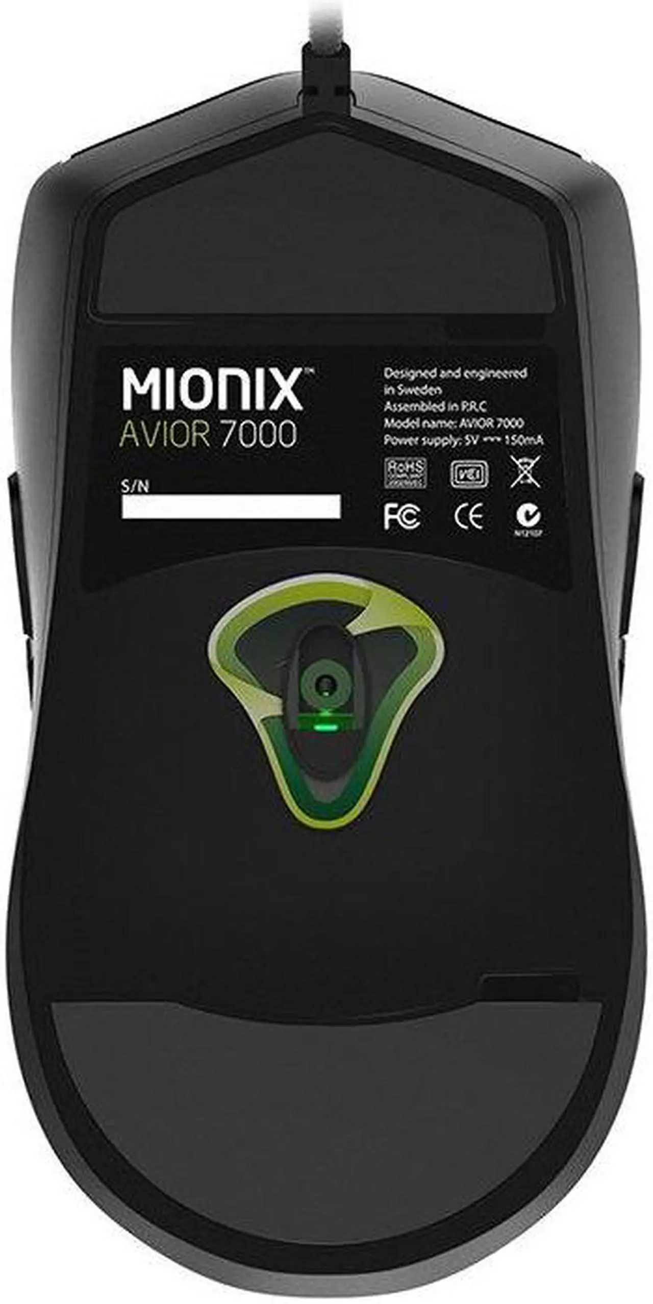 Alt view image 10 of 19 - Mionix Avior 7000 AVIOR-7000 Black 9 Buttons 1 x Wheel USB 2.0 Wired ADNS-3310 Gaming Grade IR-LED Optical Ambidextrous Gaming Mouse