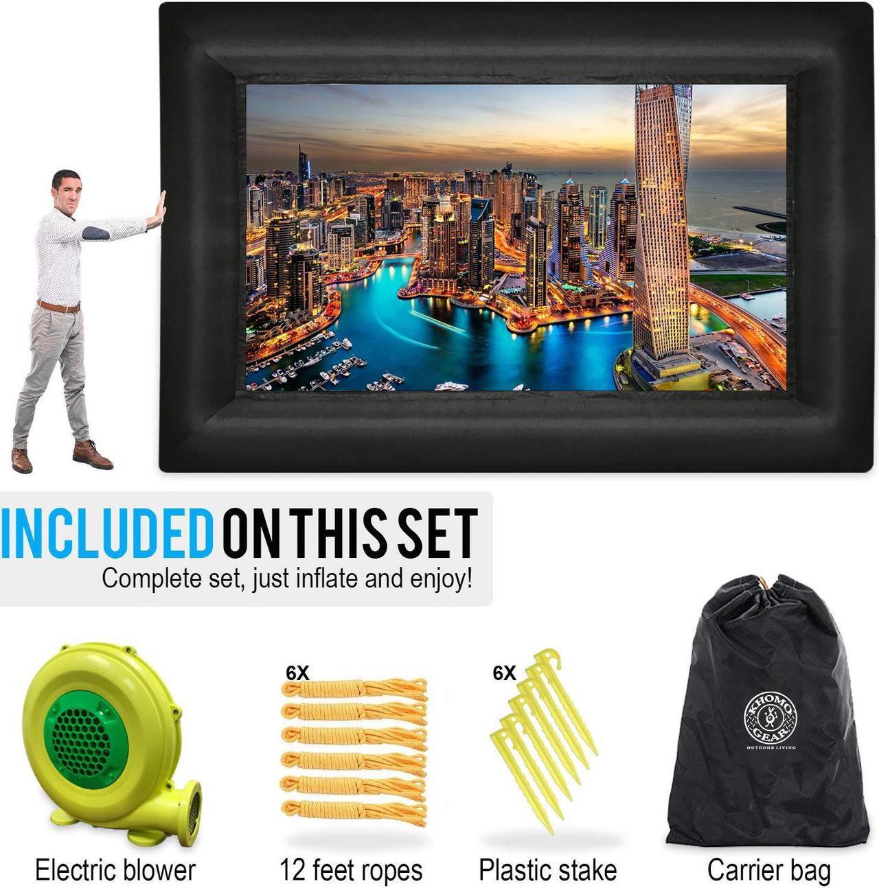 Alt view image 4 of 7 - Jumbo 20 Feet Inflatable Outdoor and Indoor Theater Projector Screen - Includes Inflation Fan, Tie-Downs and Storage Bag