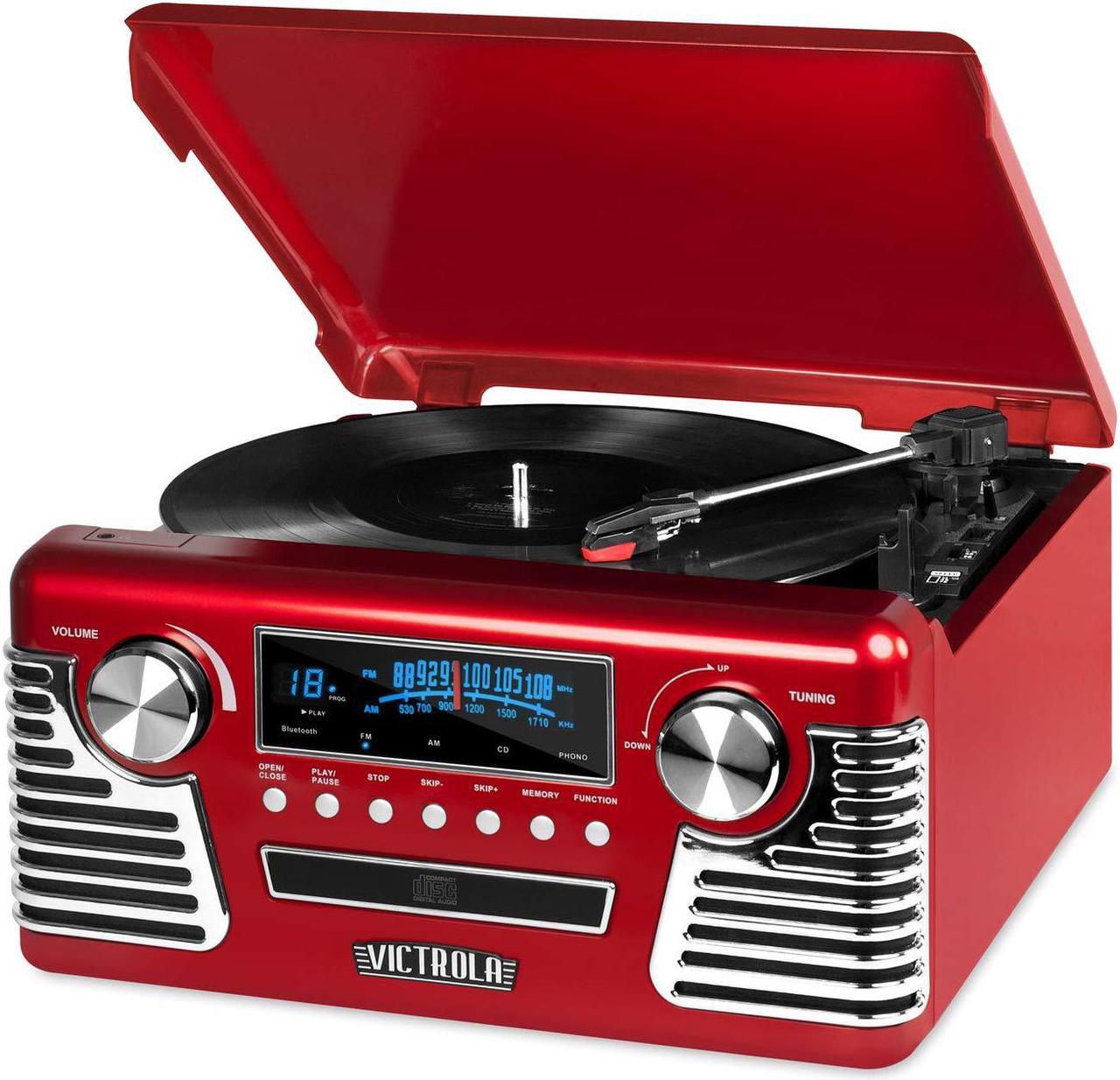 Alt view image 5 of 7 - Victrola 50's Retro 3-Speed Bluetooth Turntable with Stereo, CD Player and Speakers, Black