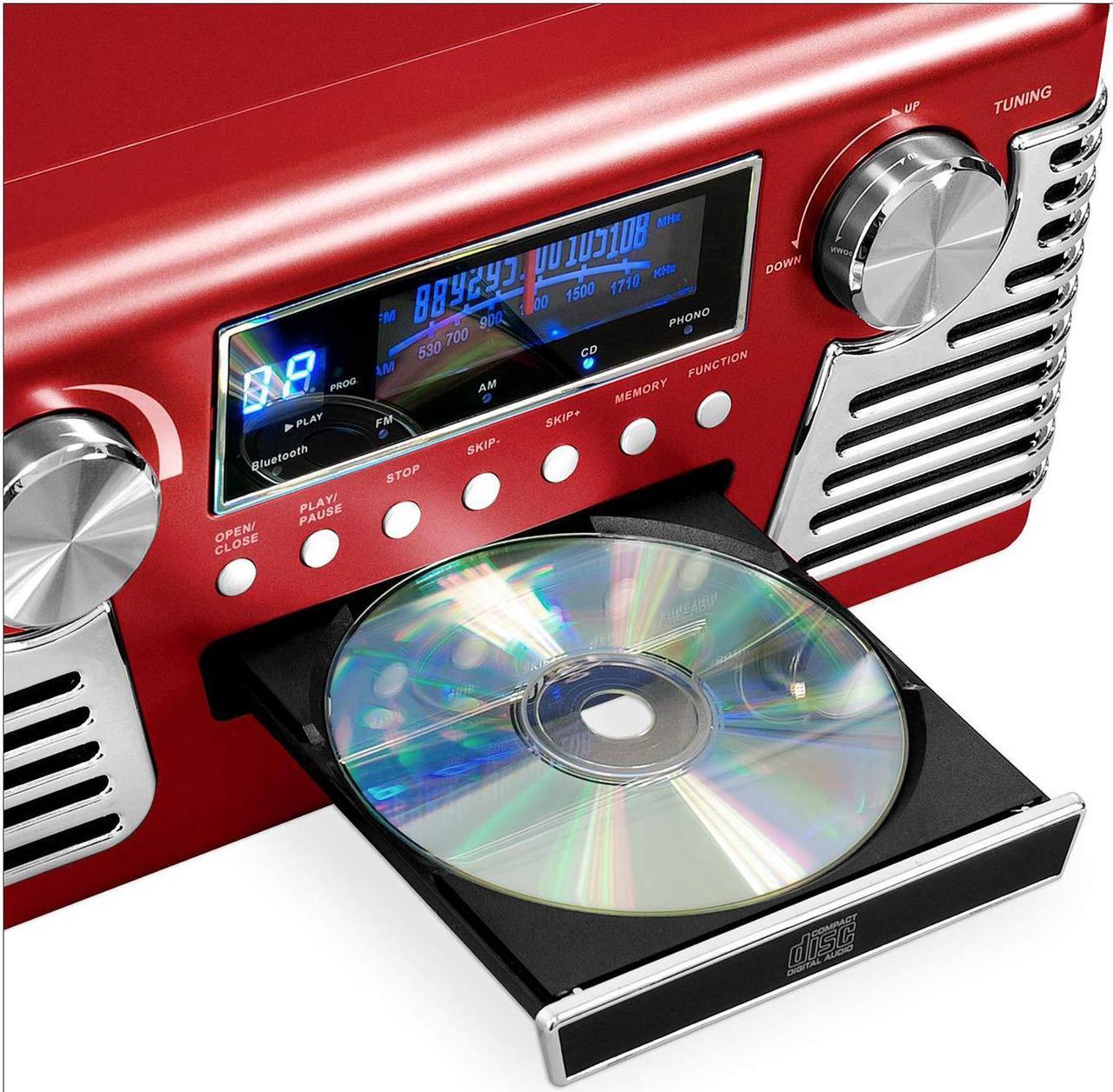 Alt view image 7 of 7 - Victrola 50's Retro 3-Speed Bluetooth Turntable with Stereo, CD Player and Speakers, Black