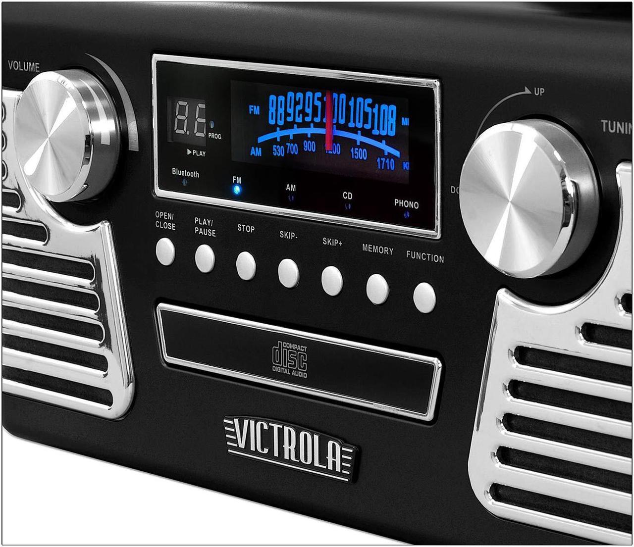 Alt view image 2 of 7 - Victrola 50's Retro 3-Speed Bluetooth Turntable with Stereo, CD Player and Speakers, Black