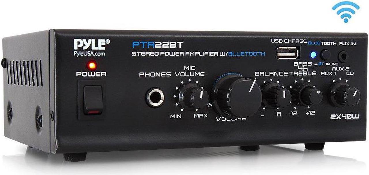 Alt view image 5 of 20 - Home Audio Power Amplifier System - 2X40W Mini Dual Channel Mixer Sound Stereo Receiver Box w/ AUX, Mic Input - For Amplified Speakers, PA, CD Player, Theater via RCA, Studio Use - Pyle PTA2