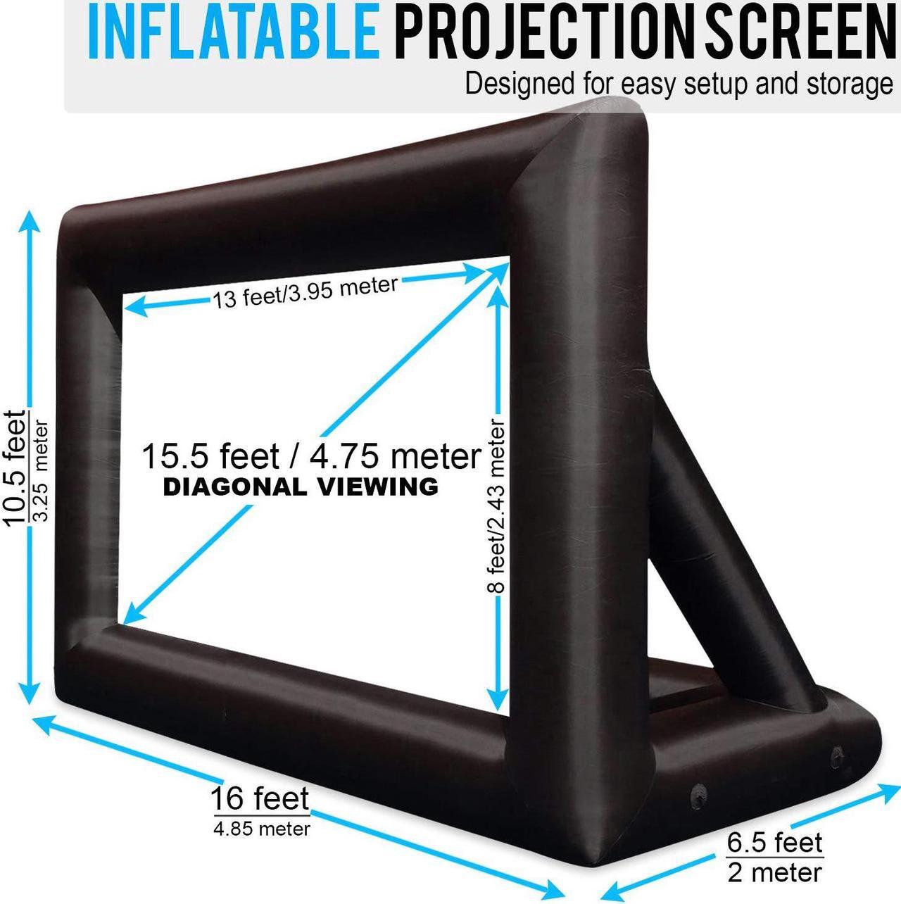Alt view image 3 of 7 - Jumbo 20 Feet Inflatable Outdoor and Indoor Theater Projector Screen - Includes Inflation Fan, Tie-Downs and Storage Bag