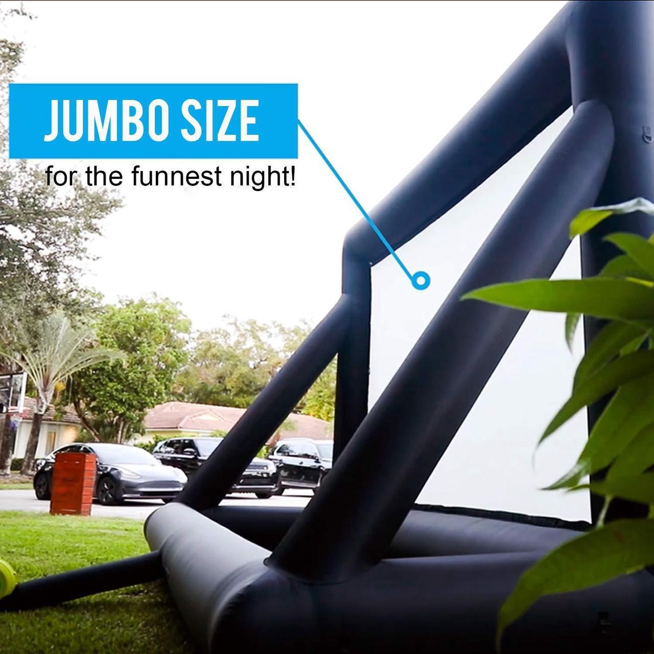 Alt view image 7 of 7 - Jumbo 20 Feet Inflatable Outdoor and Indoor Theater Projector Screen - Includes Inflation Fan, Tie-Downs and Storage Bag