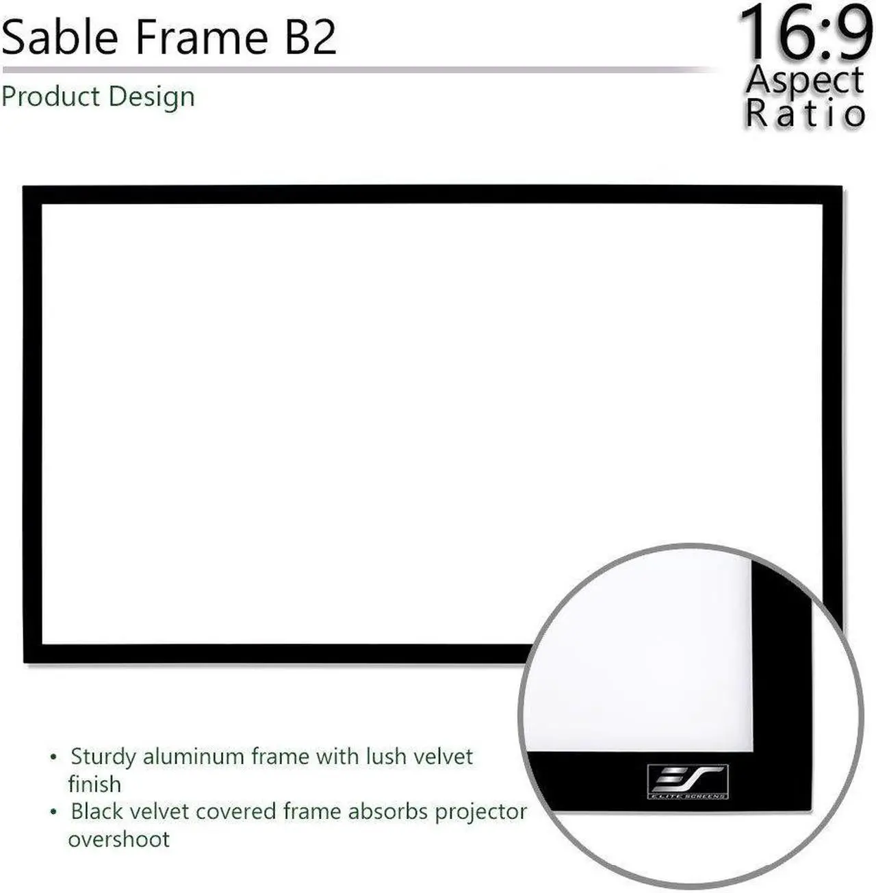 Alt view image 3 of 20 - Elite Screens Sable Frame B2, 120-INCH Diag. 16:9, Active 3D 4K / 8K Ultra HD Fixed Frame Home Theater Projection Projector Screen with Kit, SB120WH2