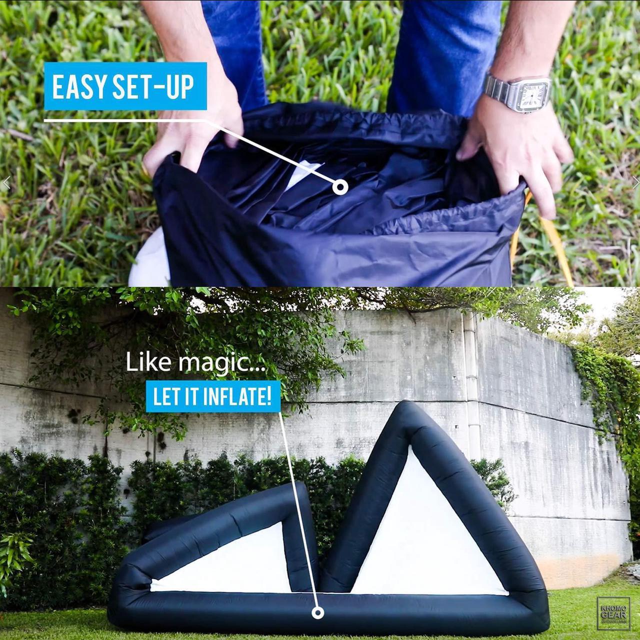 Alt view image 5 of 7 - Jumbo 20 Feet Inflatable Outdoor and Indoor Theater Projector Screen - Includes Inflation Fan, Tie-Downs and Storage Bag