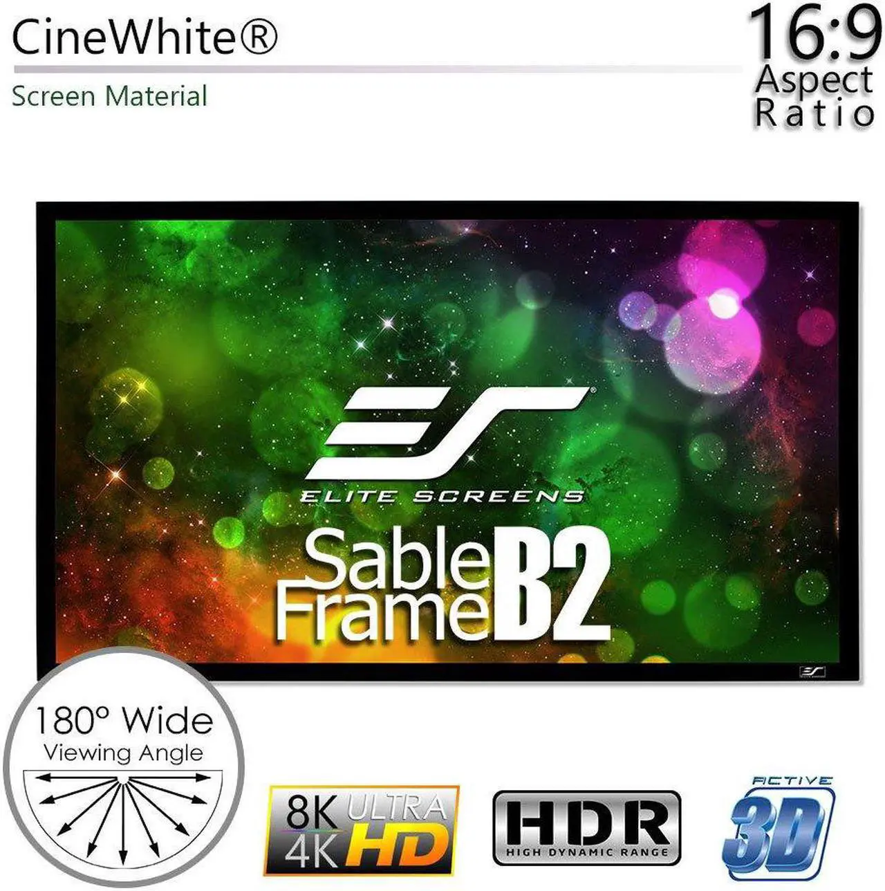 Alt view image 2 of 20 - Elite Screens Sable Frame B2, 120-INCH Diag. 16:9, Active 3D 4K / 8K Ultra HD Fixed Frame Home Theater Projection Projector Screen with Kit, SB120WH2