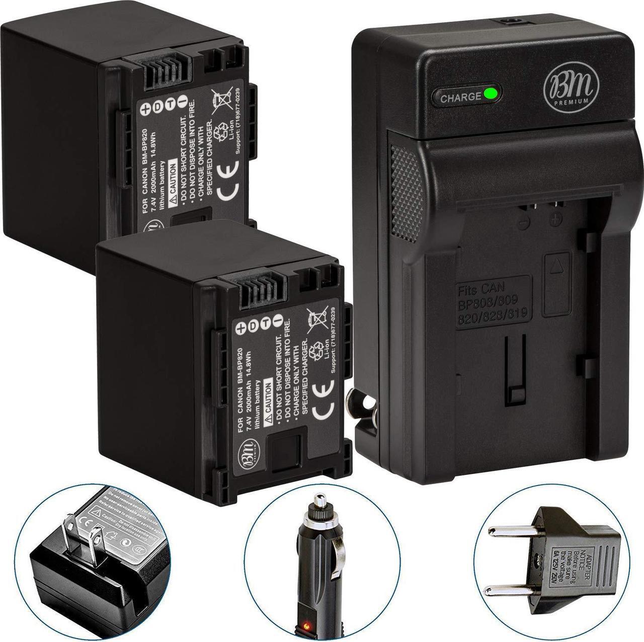 Main image of BM 2 BP-820 Batteries and Charger for Canon VIXIA HF G50, HF G60, XA40, XA45, XA50, XA55, GX10, HFG20, HF G21, HFG30, HFG40, HFM301, HFM41, HFM400, HFS200, XA10, XA11, XA15, XA20, XA25, XF400, XF405