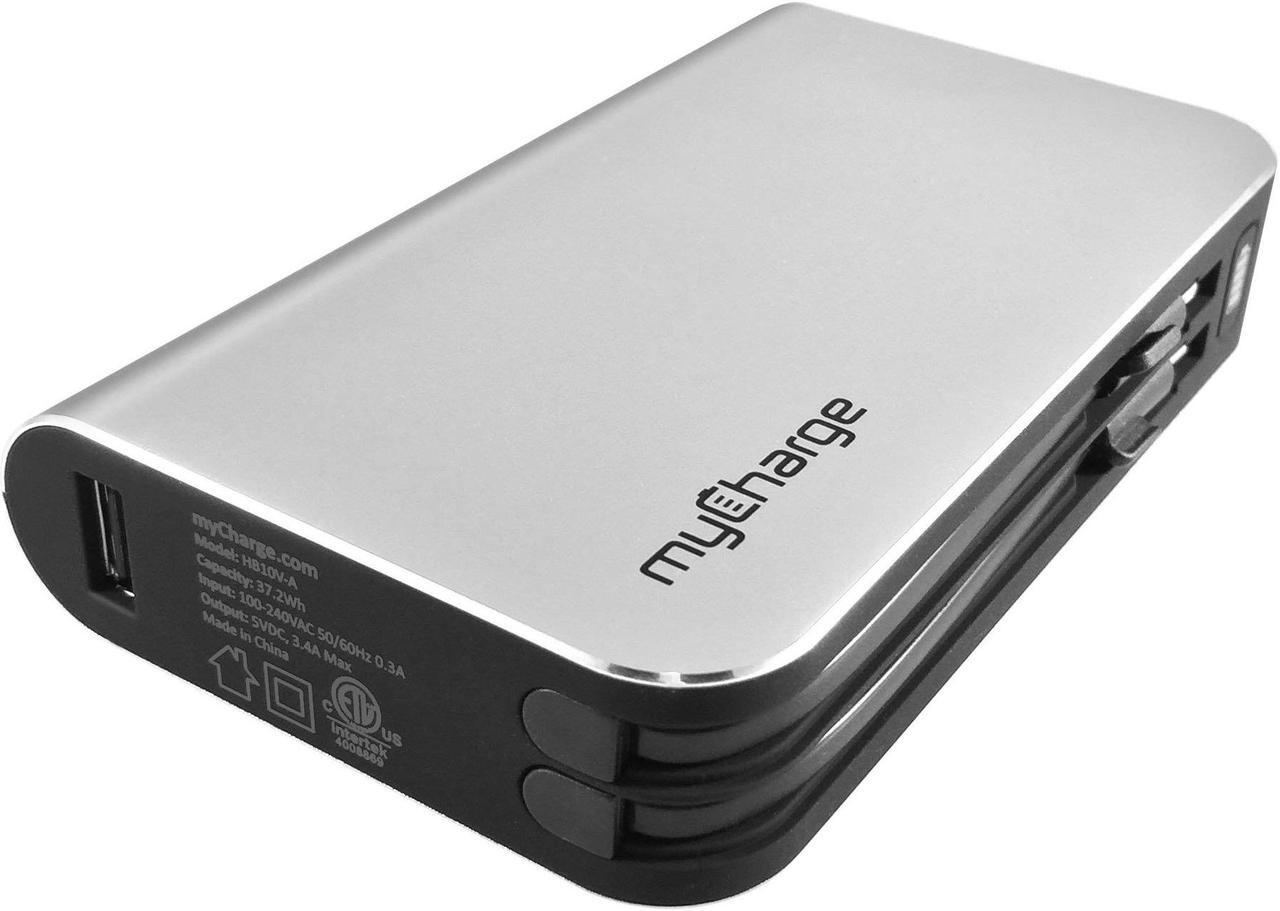 Alt view image 6 of 11 - myCharge Portable Charger Power Bank - HubMax Universal 10050 mAh External Battery Pack | Wall Charger Foldable Plug | Built in Cables (iPhone Charger Lightning Cable and Android Samsung USB C)