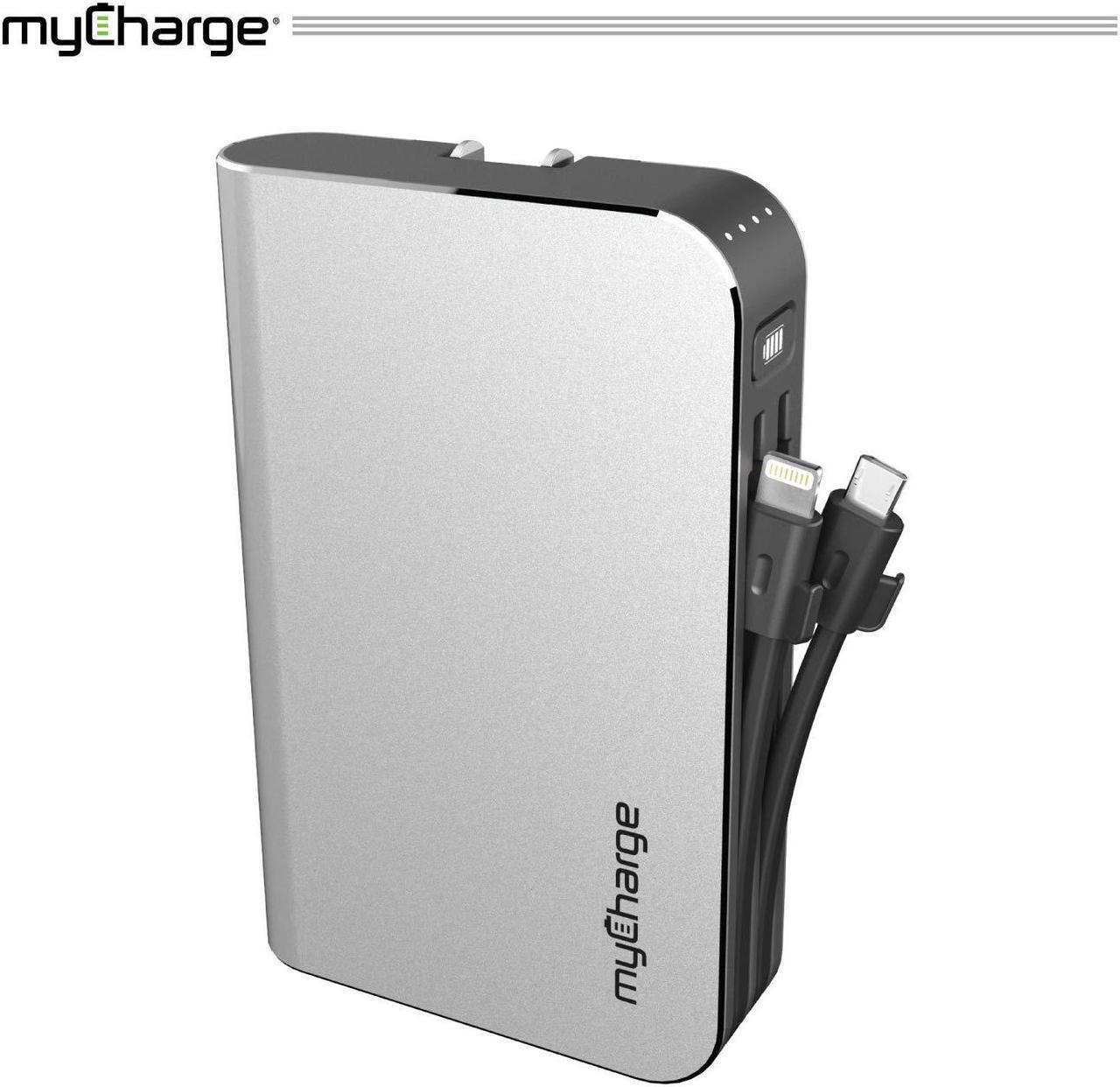 Alt view image 7 of 11 - myCharge Portable Charger Power Bank - HubMax Universal 10050 mAh External Battery Pack | Wall Charger Foldable Plug | Built in Cables (iPhone Charger Lightning Cable and Android Samsung USB C)
