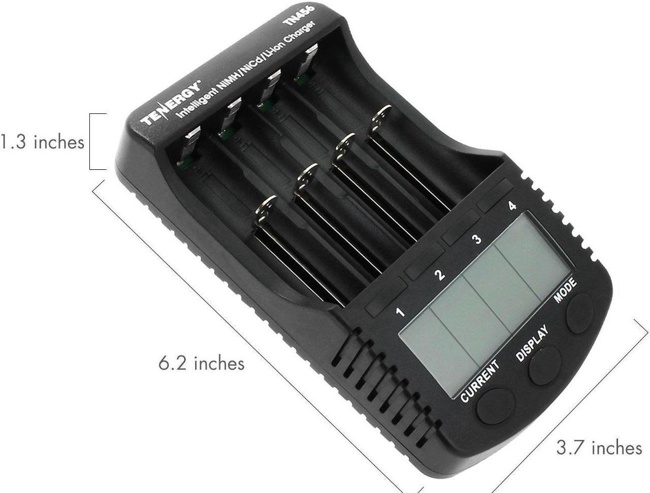 Alt view image 7 of 7 - Tenergy TN456 Intelligent Universal Battery Charger with 4 Slots, LCD Display, USB Output, Power Adapter, Rechargeable Battery Charger for Li-ion/NiMH/NiCD Rechargeable Batteries